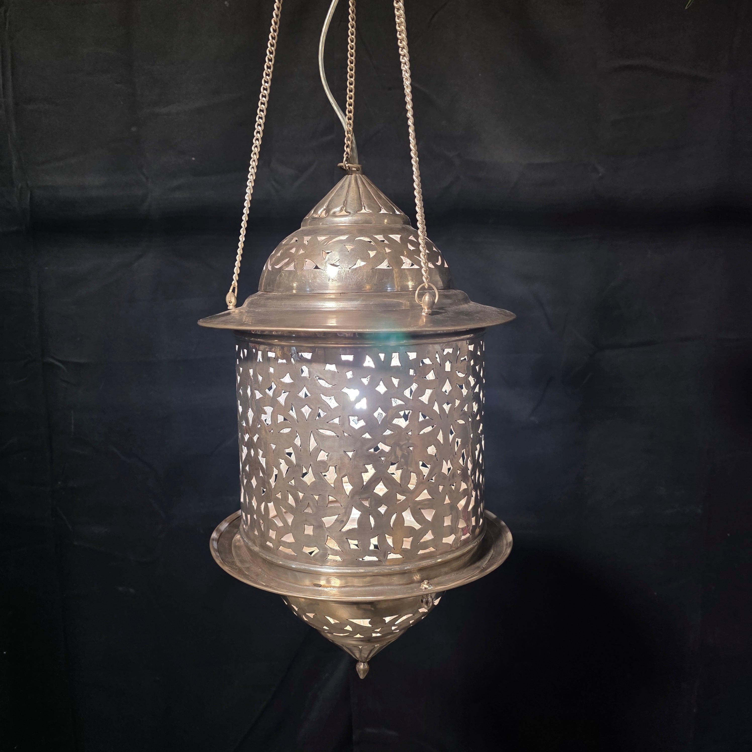 Brushed Metal Moroccan Style Hanging Pendant Light 13"Dx30"