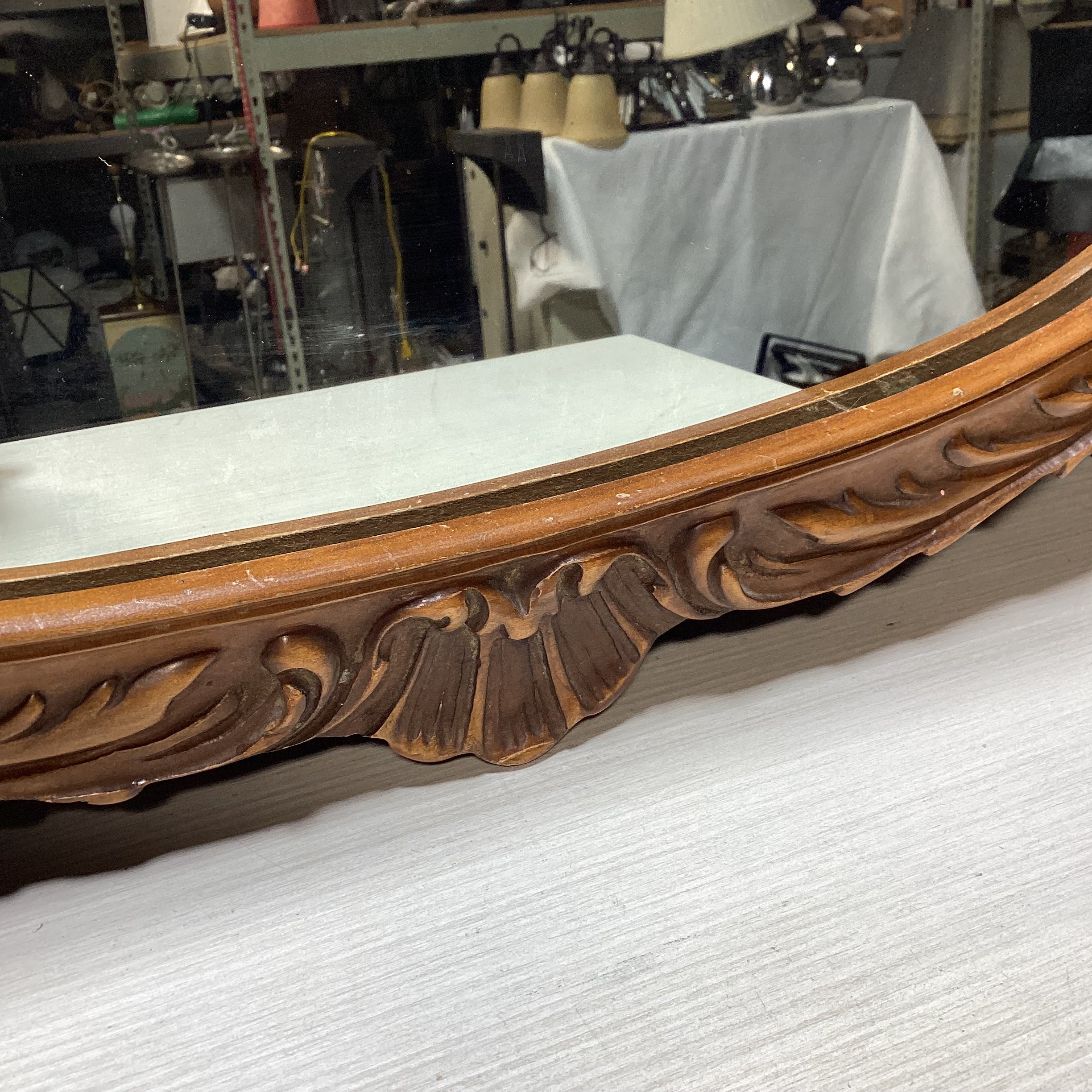 Vintage Carved Wood Wall Mirror 28.5" x 42"