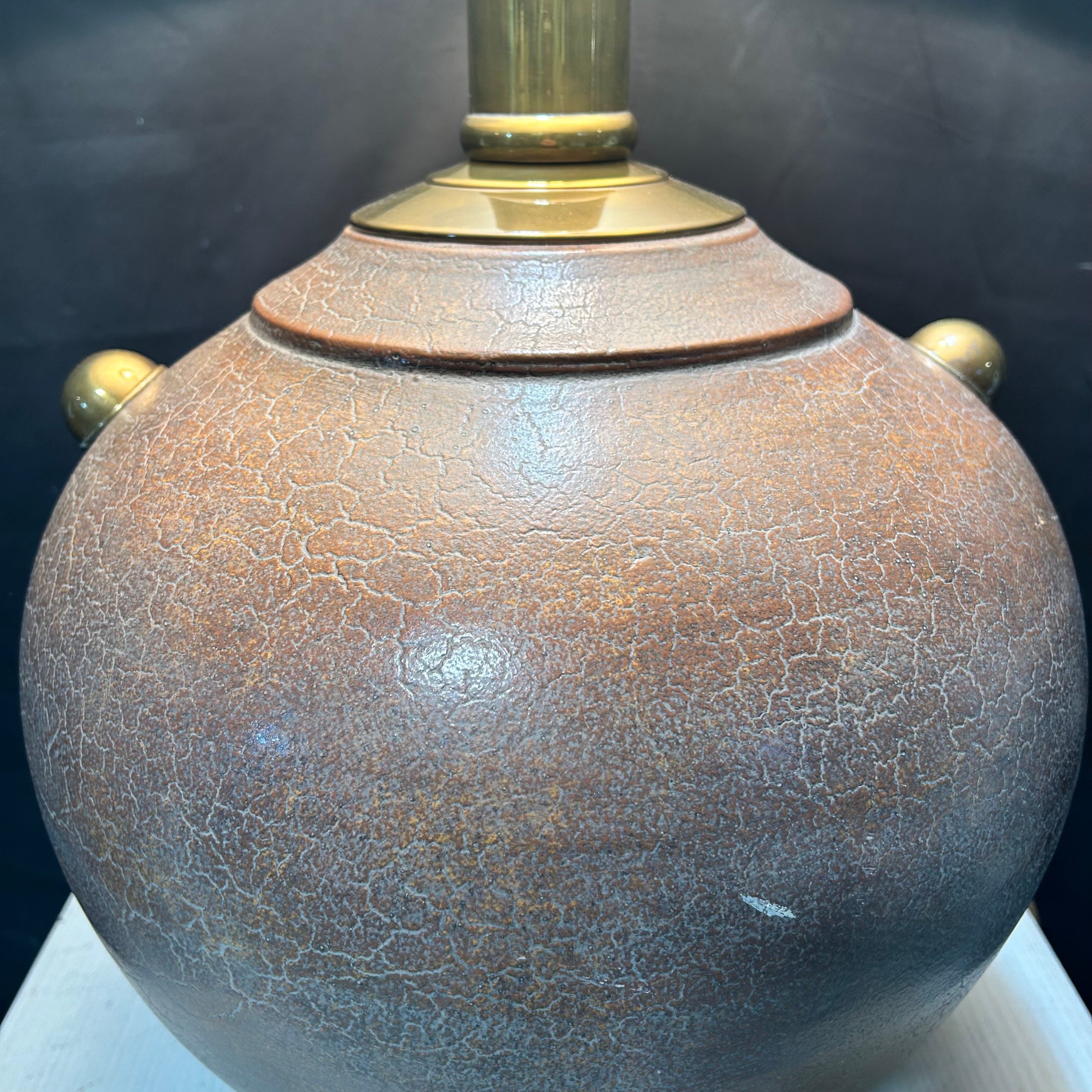 Vintage Terracotta With Brass Accents 7 Cracked Finish 24"x 32"Table Lamp