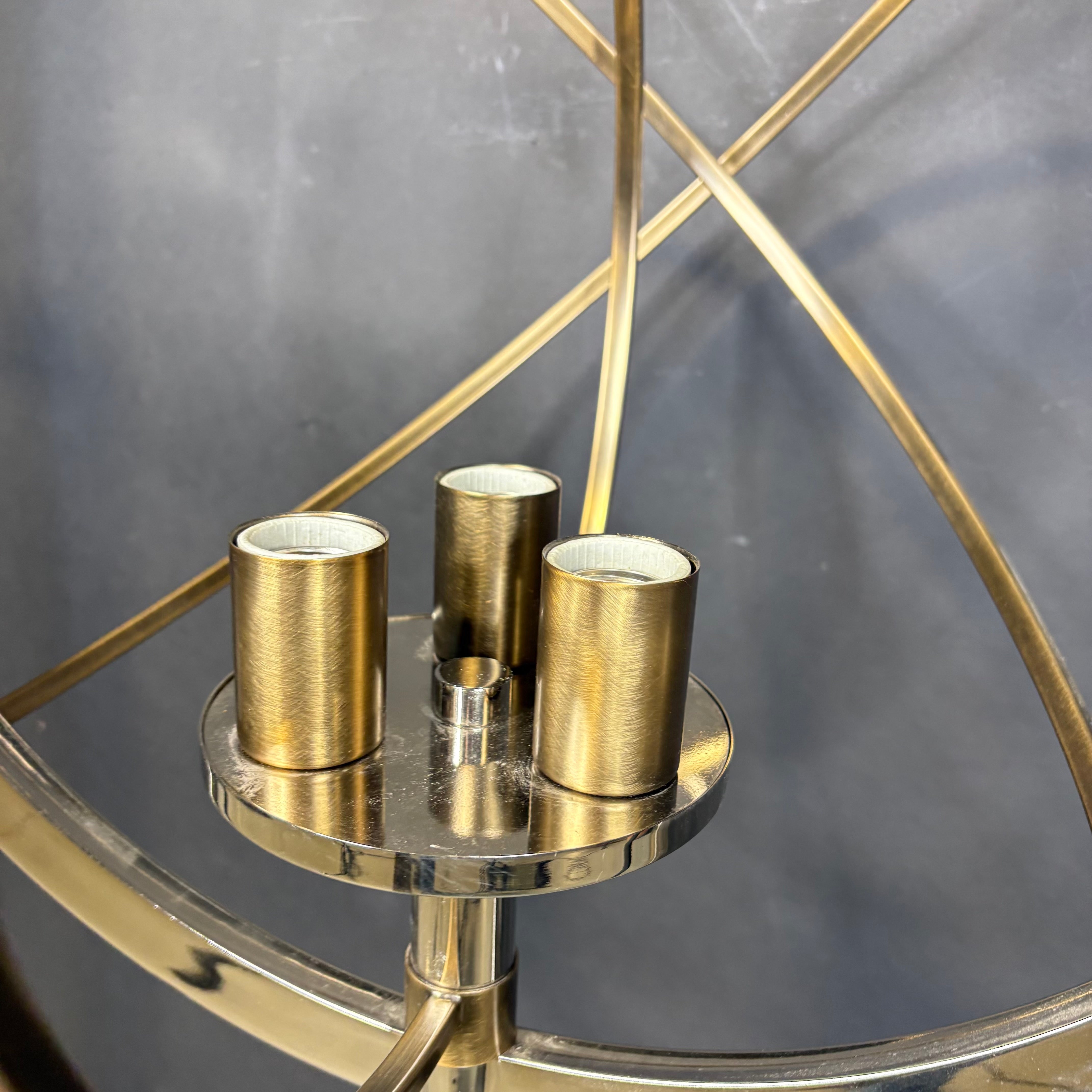 Kichler Ibis 3-Light Polished Nickel and Natural Brass Orb Ceiling Pendant 22.5” Diameter x 39”