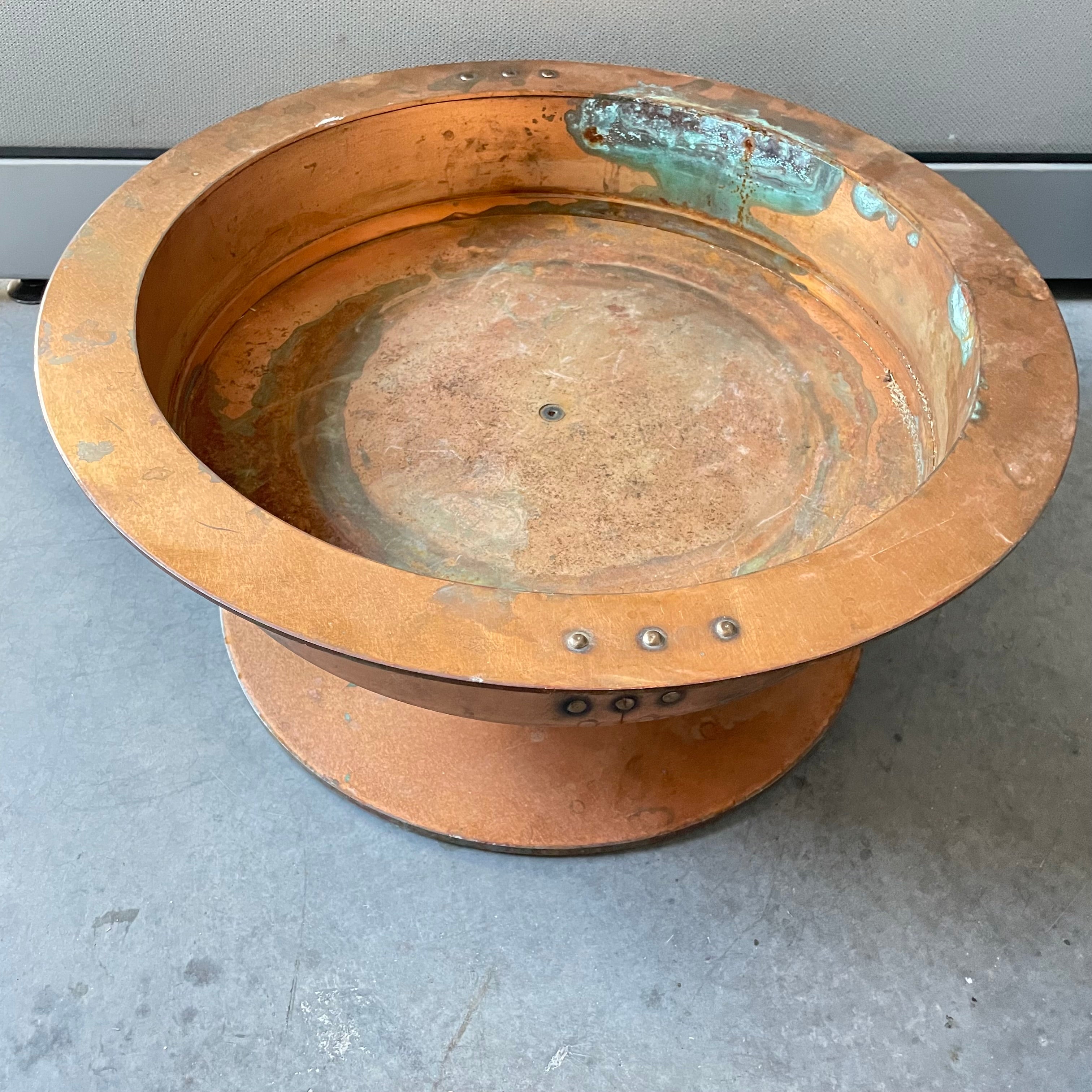 Heavy Solid Copper Planter Pedestal, 18"x 8"