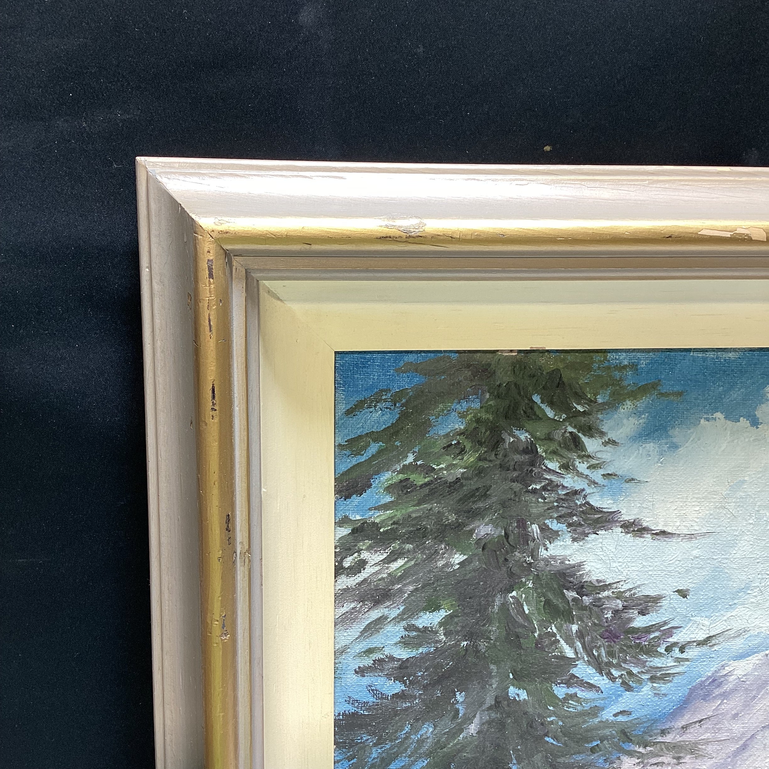 H. Metz Signed Original Mountainscape Painting 30" x 26"