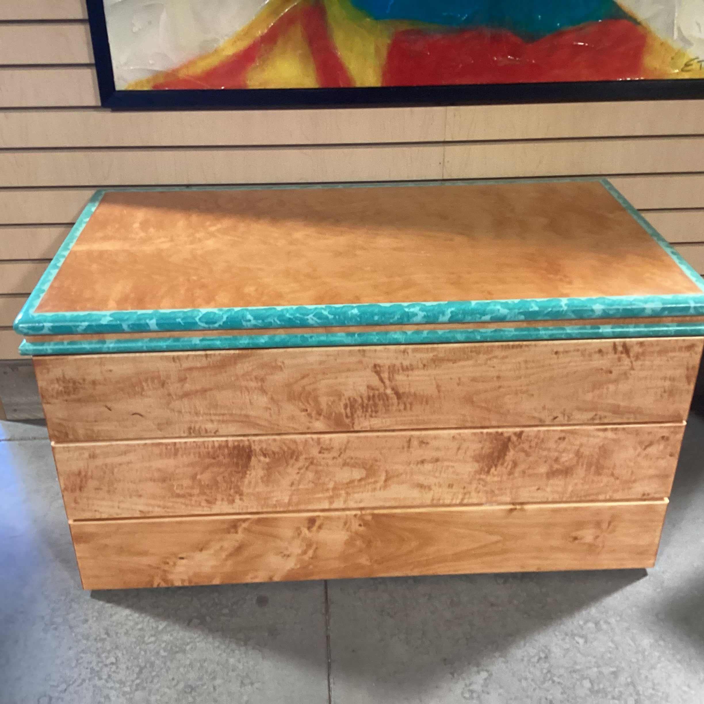 Texture Finished With Teal Edge 3 Drawer Chest 40"x 22"x 21"