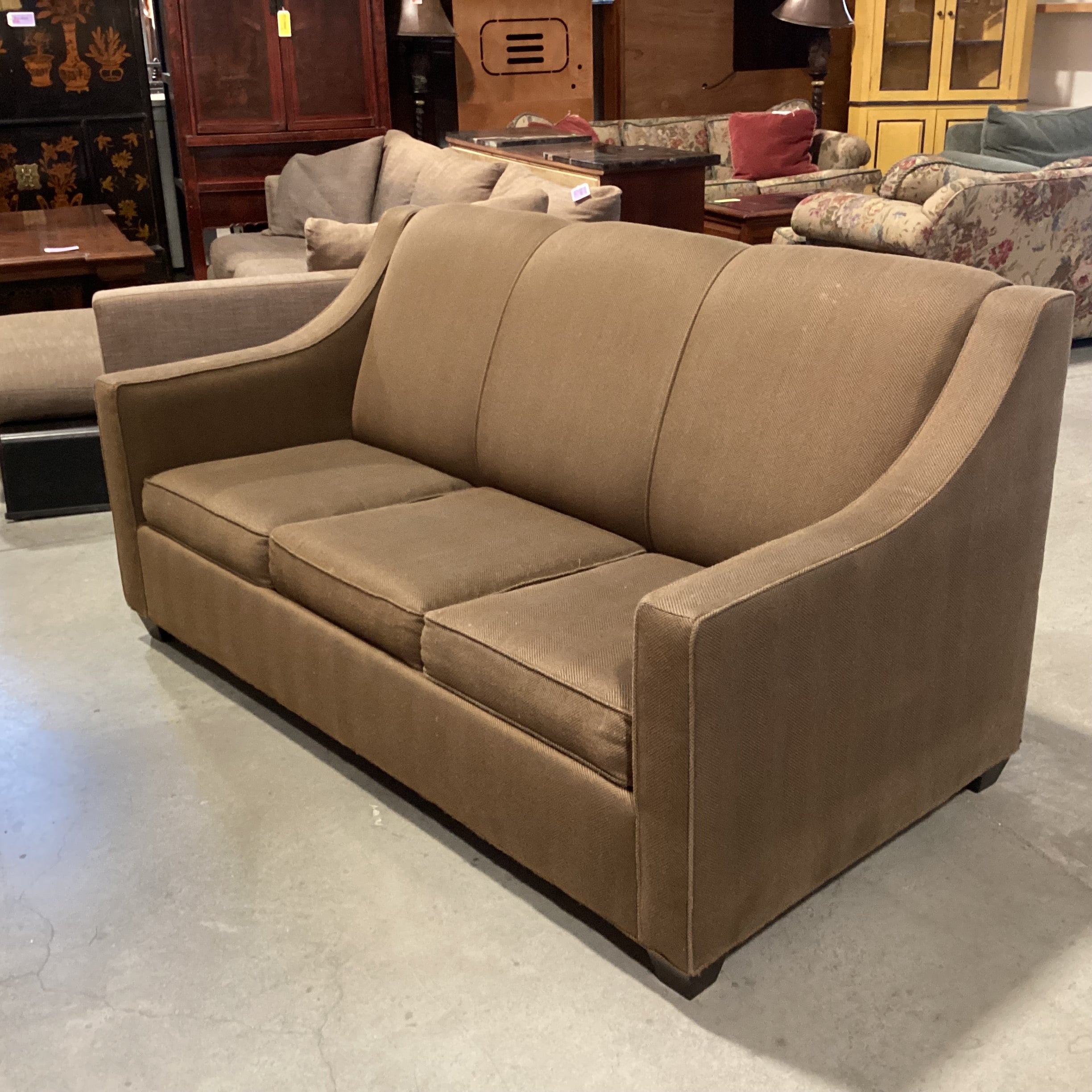 Brown Woven Slope Arm with Full Sleeper Sofa 70"x 36"x 36"