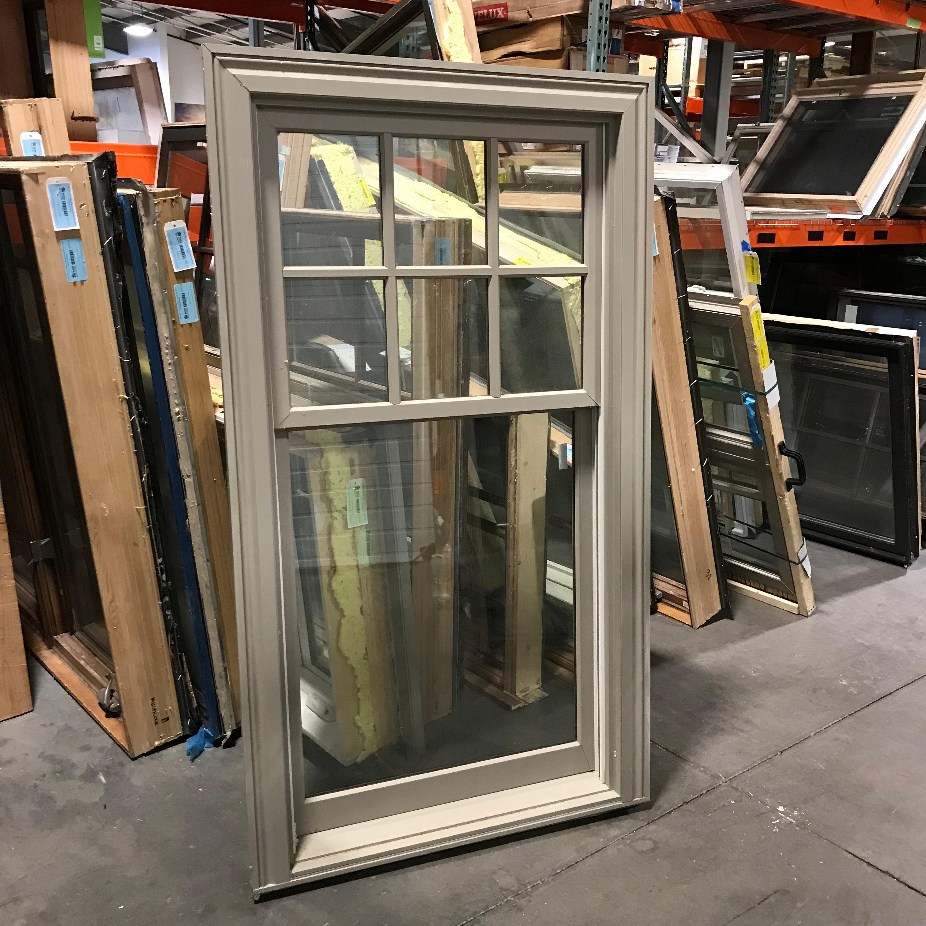 35.75"x 68.5"x Tan Metal Clad Single Hung 6 Pane Upper Sash Exterior Window