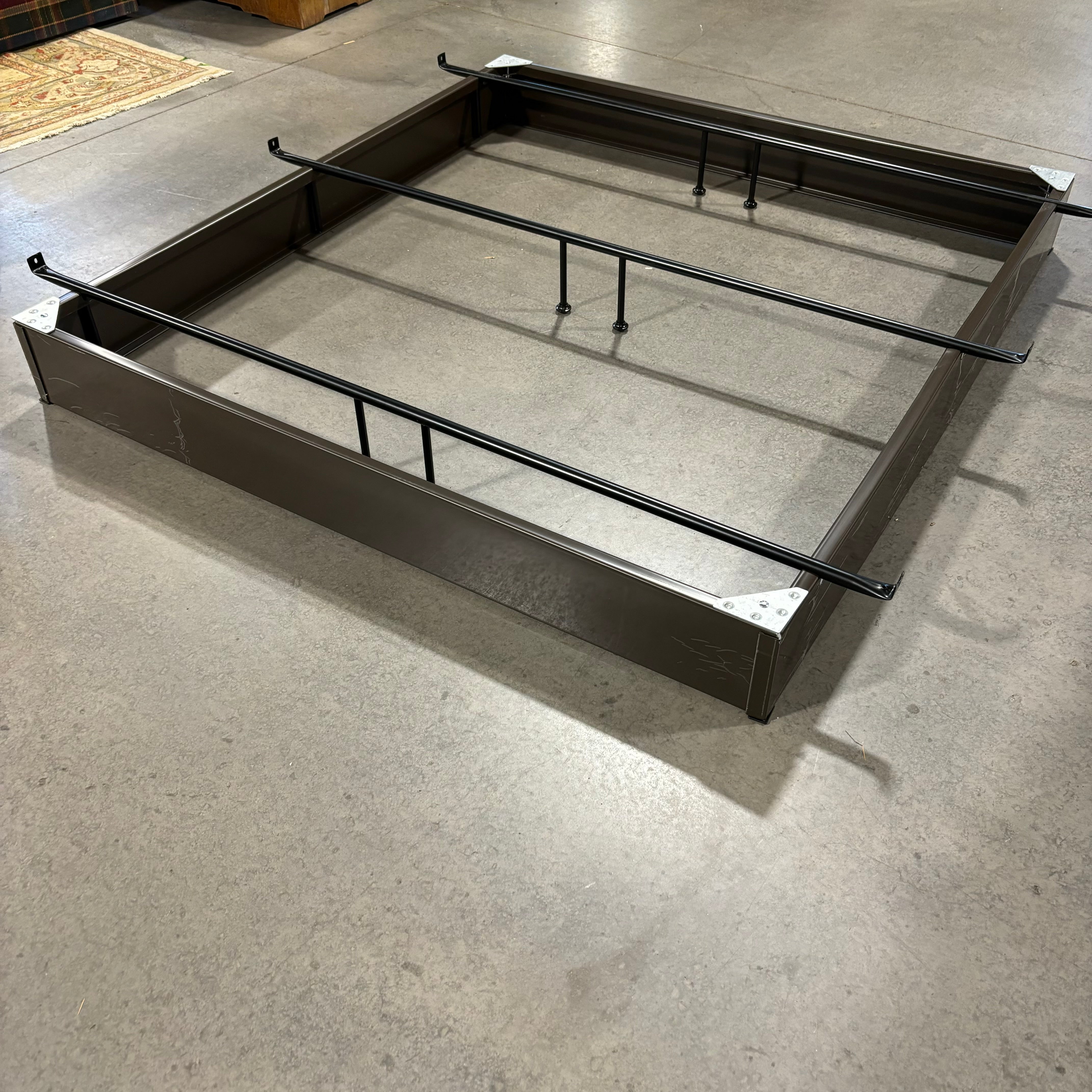 Dark Brown Metal Pedestal Twin XL Bed Frame 39"x 72.5"x 9"