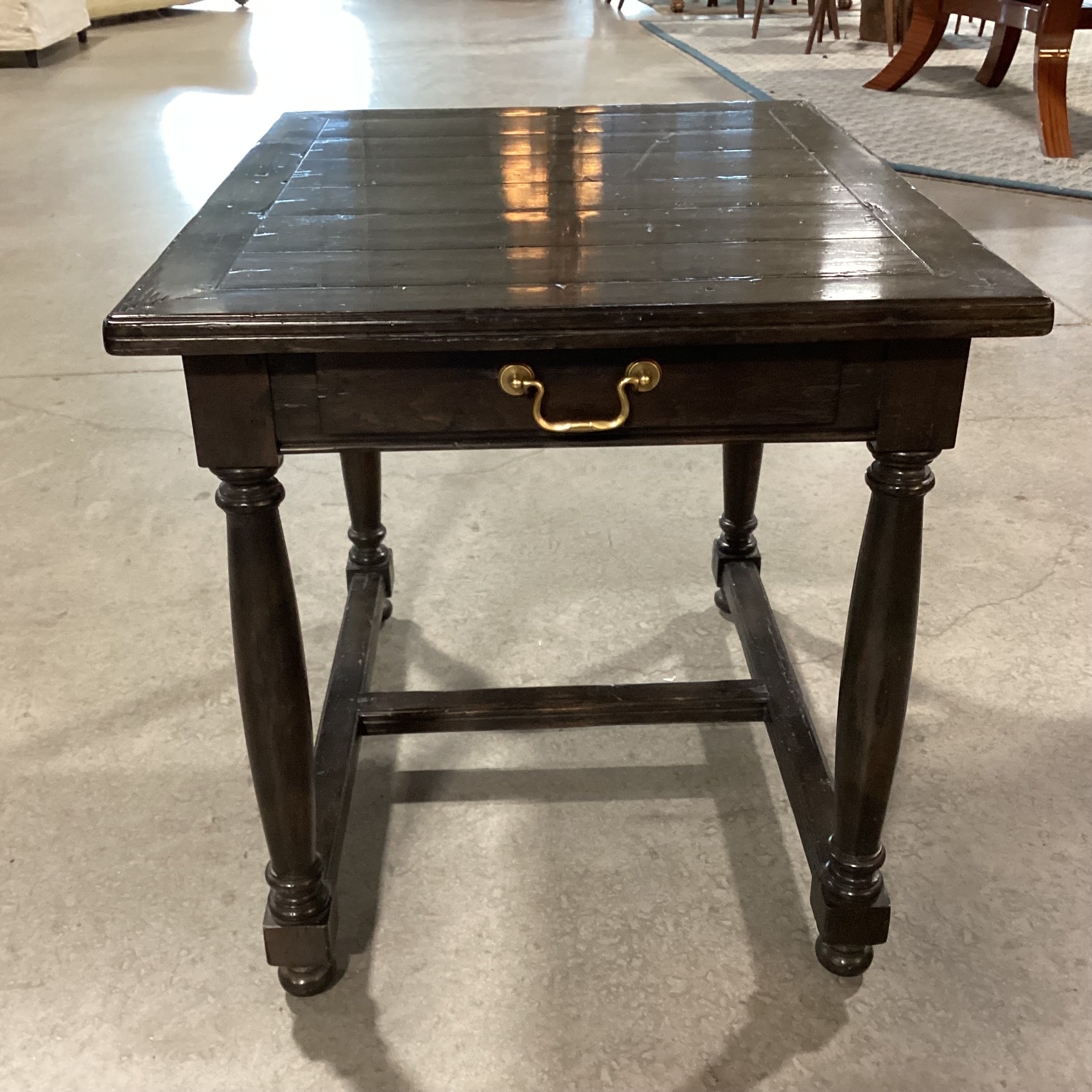 Dark Finish Distressed Wood 1 Drawer End Table 24"x 30"x 25.5"