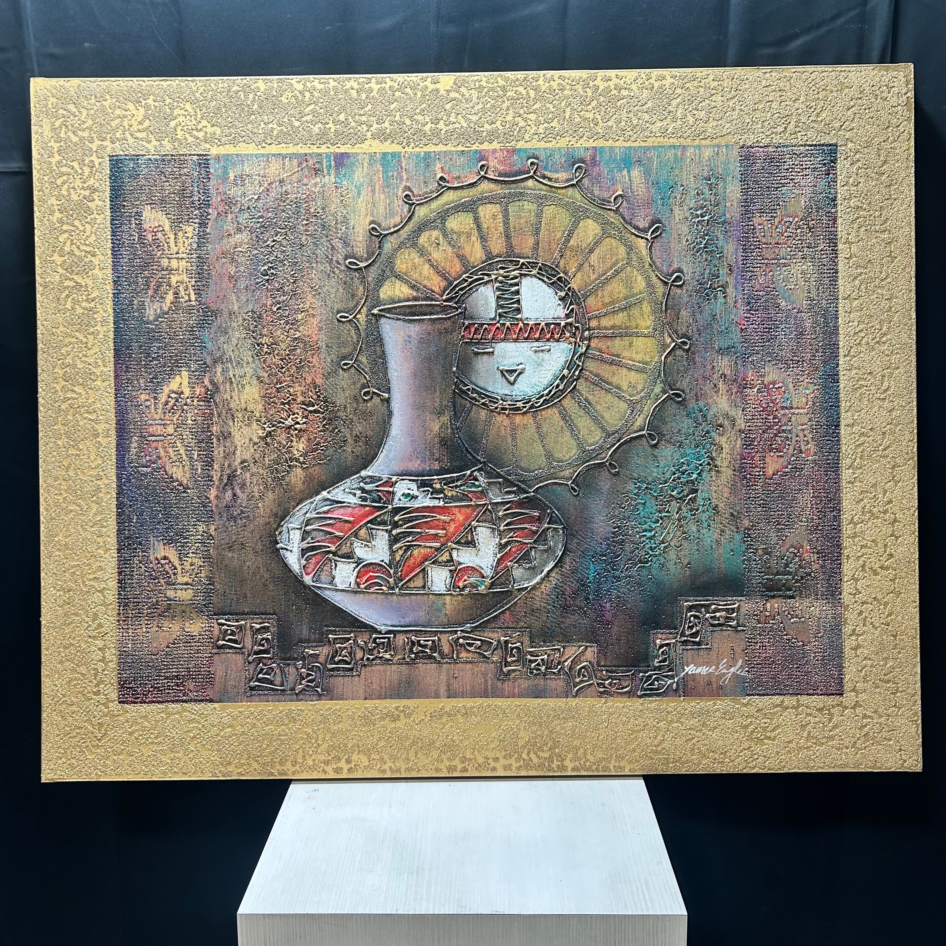 James Eagle Mixed Media Signed 50"x 40"