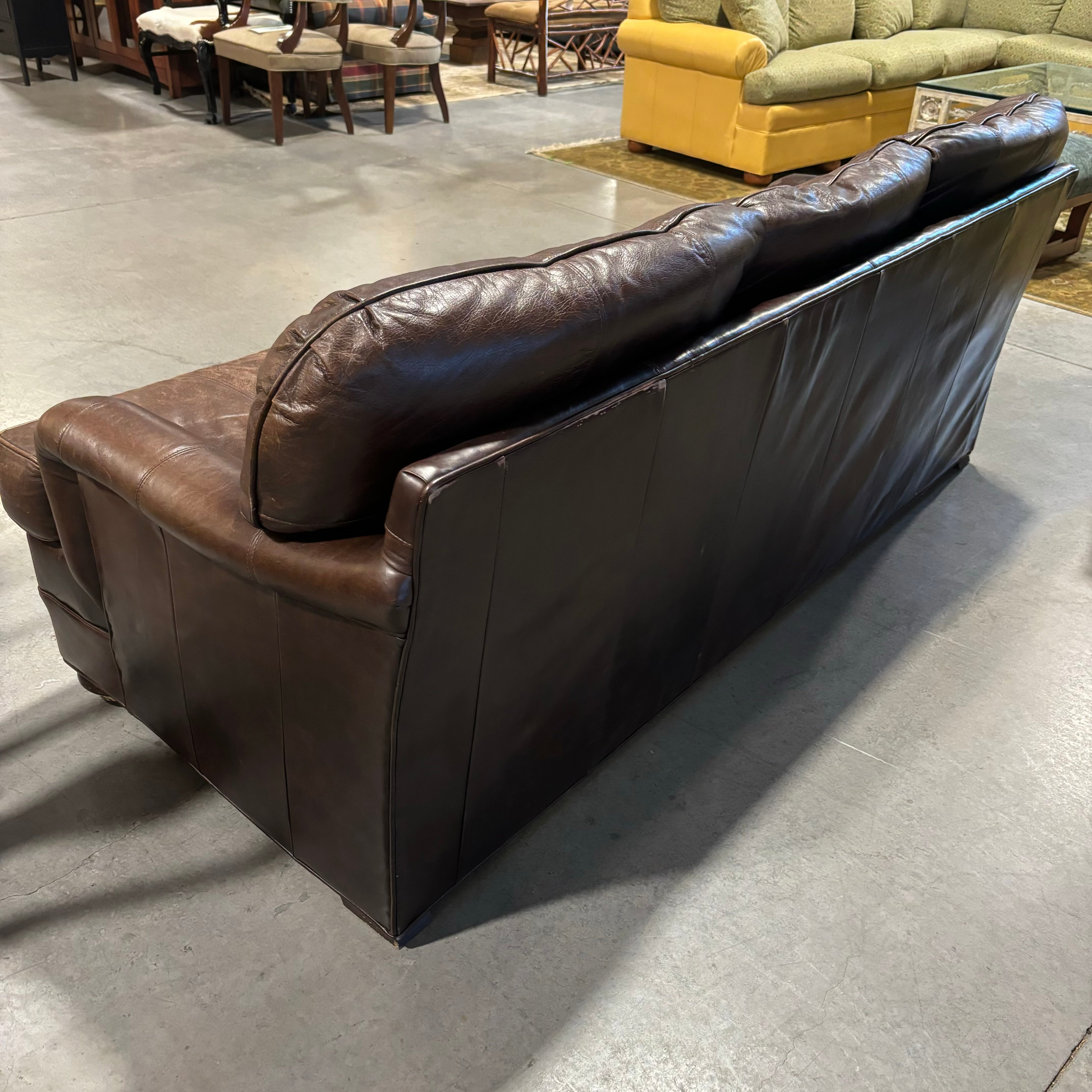 Vanguard Furniture American Bungalow Three Cushion Genuine Leather Sofa 84"x 36"x 30"