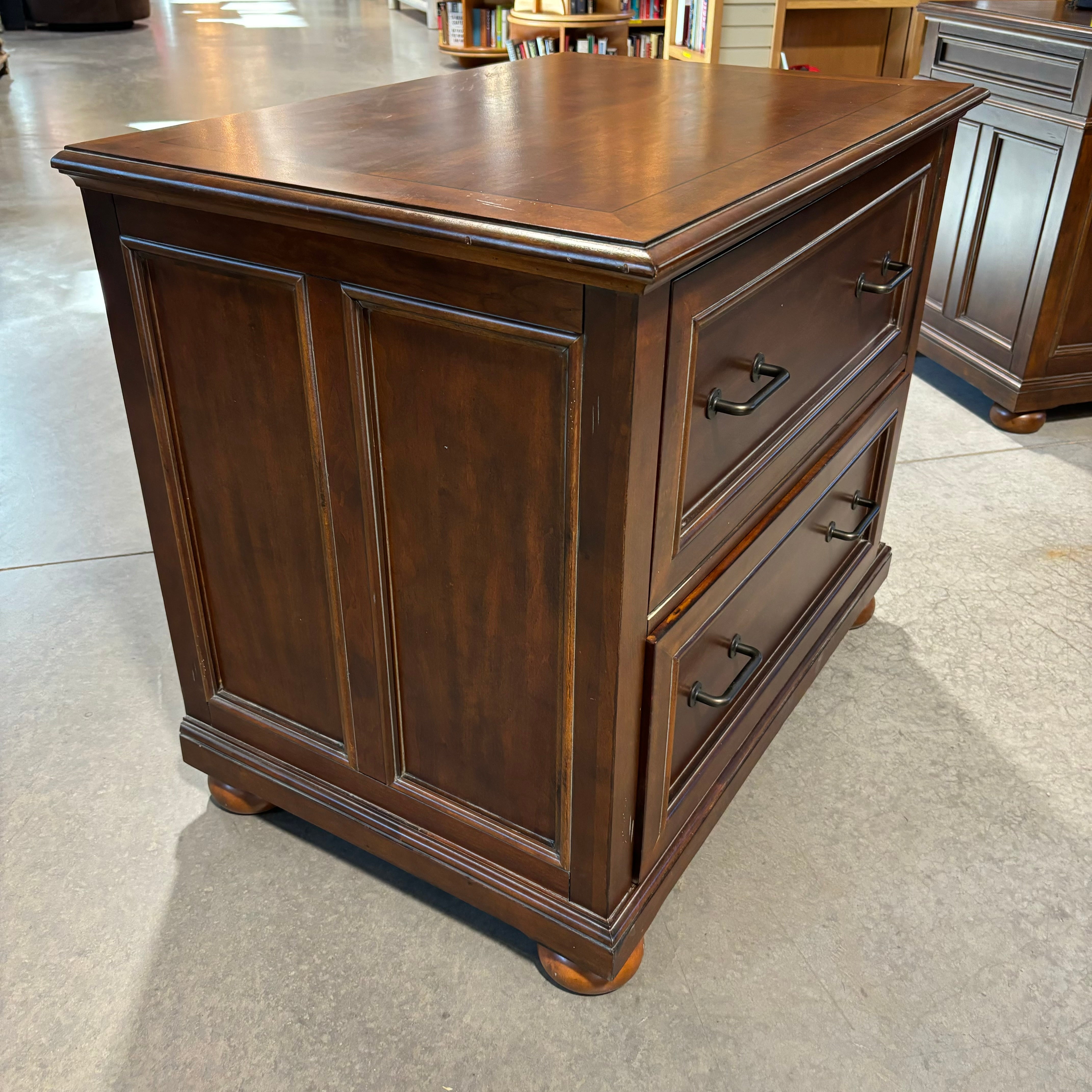 Flexsteel Home Dark Finish Solid Wood 2 Drawer Locking File Cabinet 36"x 24"x 31"