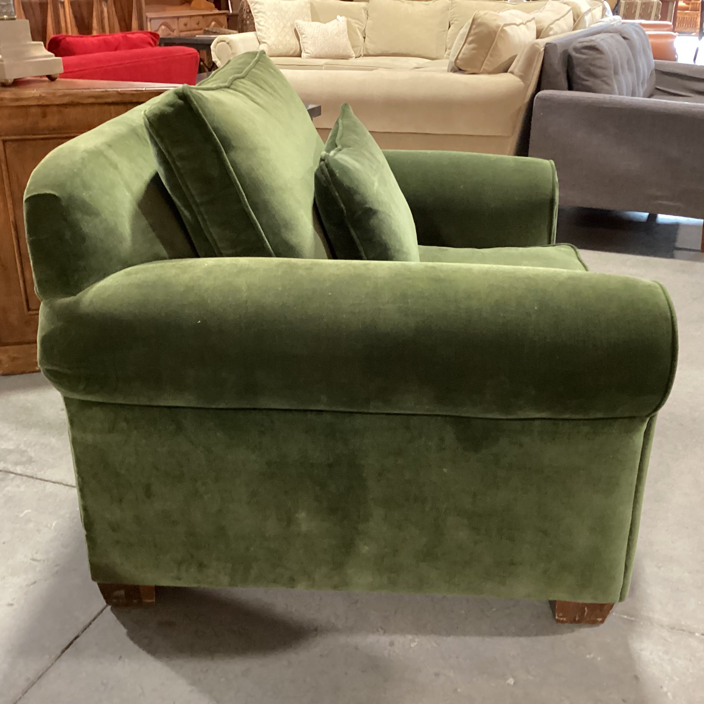 Pottery Barn Green Velvet Down Mix Chair 46"x 38"x 32"
