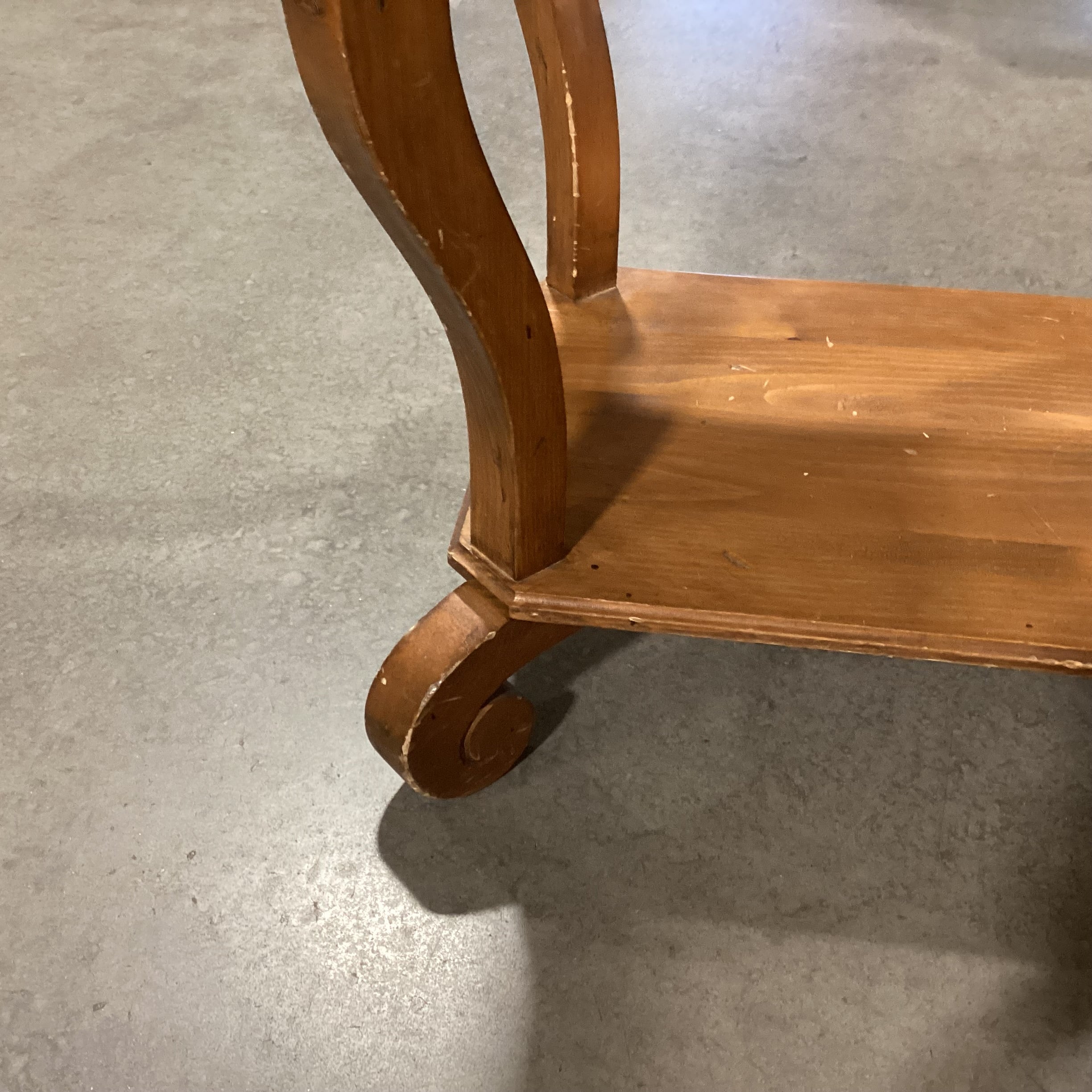Carved Distressed Pine 1 Drawer End Table 26.5"x 19.5"x 26.5"