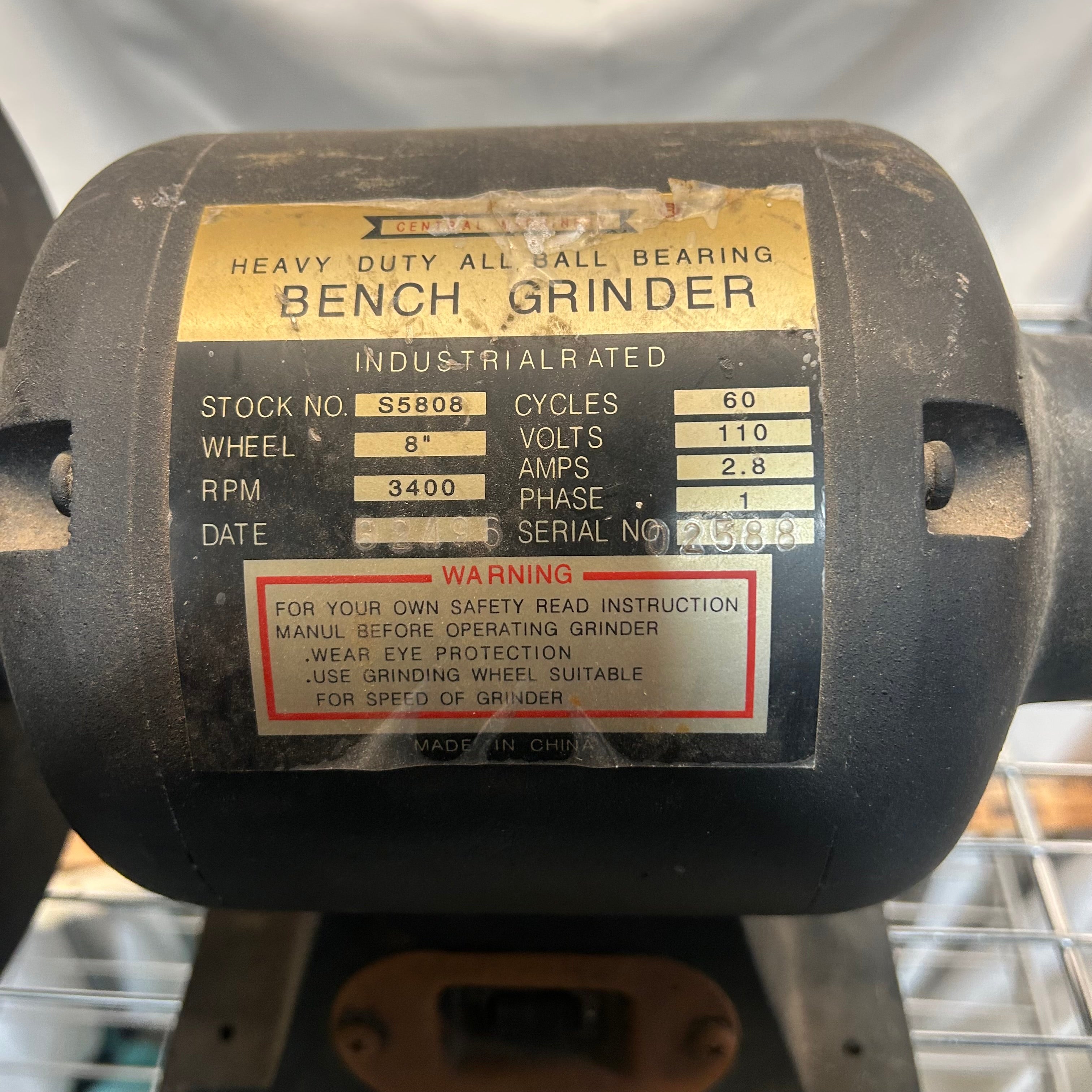 Central Machines Heavy Duty Bench Grinder 15"x 10"x 10"