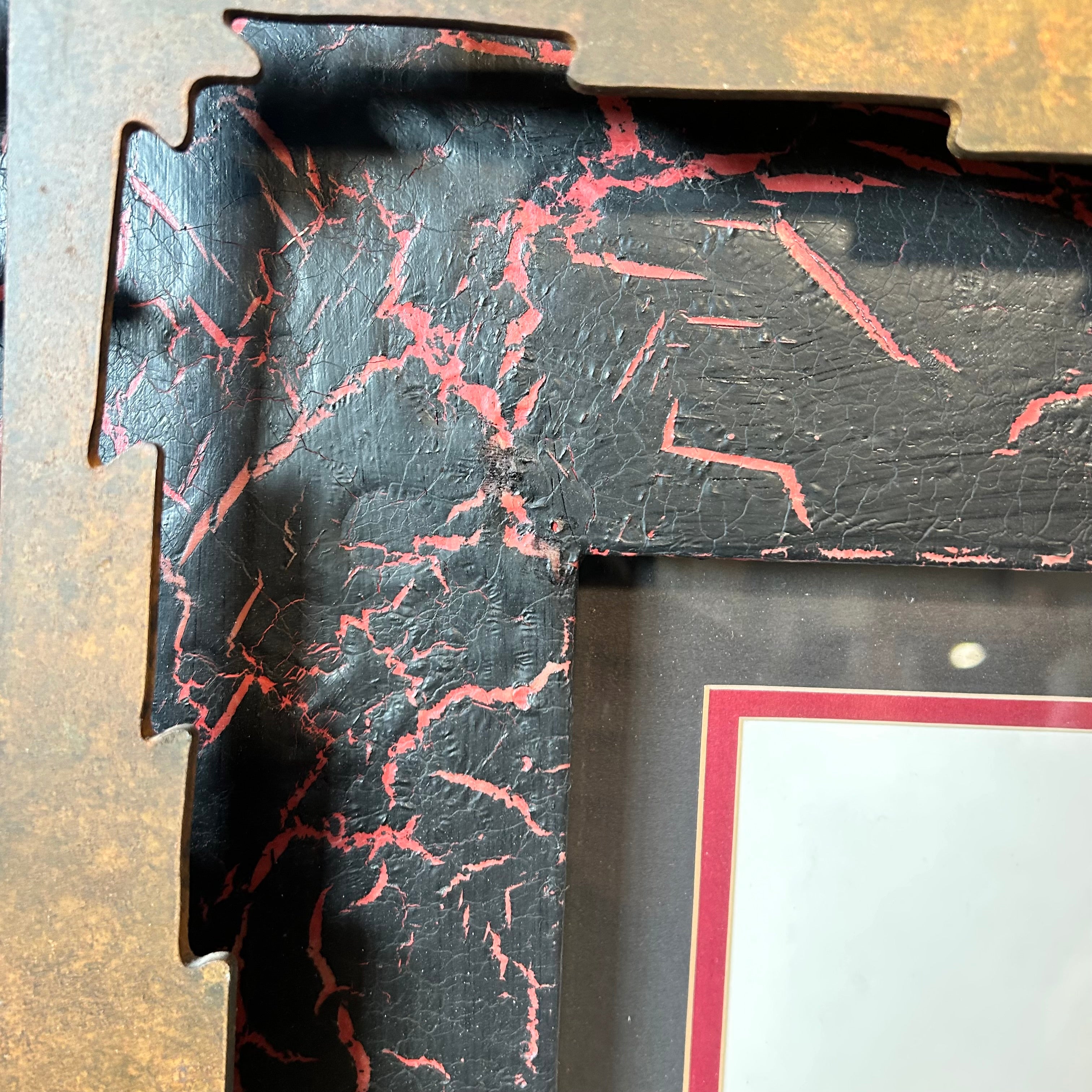 Kieth Rookwood Pencil Drawing Of A Native American Chief With One Of A Kind Custom Frame Made From Pine Wood Laser Cut Iron And Acrylic Crackel Backing 48"x 48"