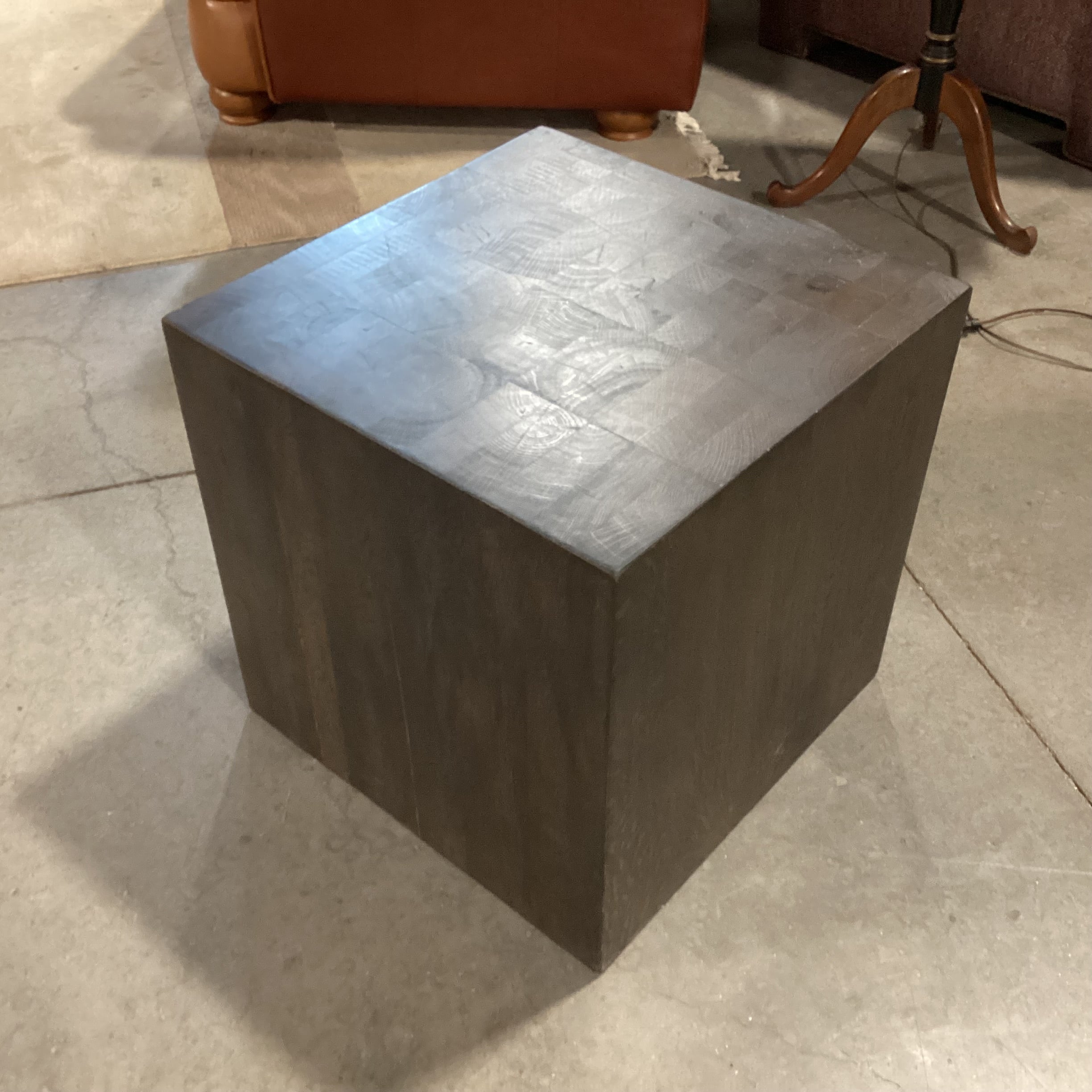 Restoration Hardware Reclaimed Solid Block Oak Accent Table 19"x 19"x 19"