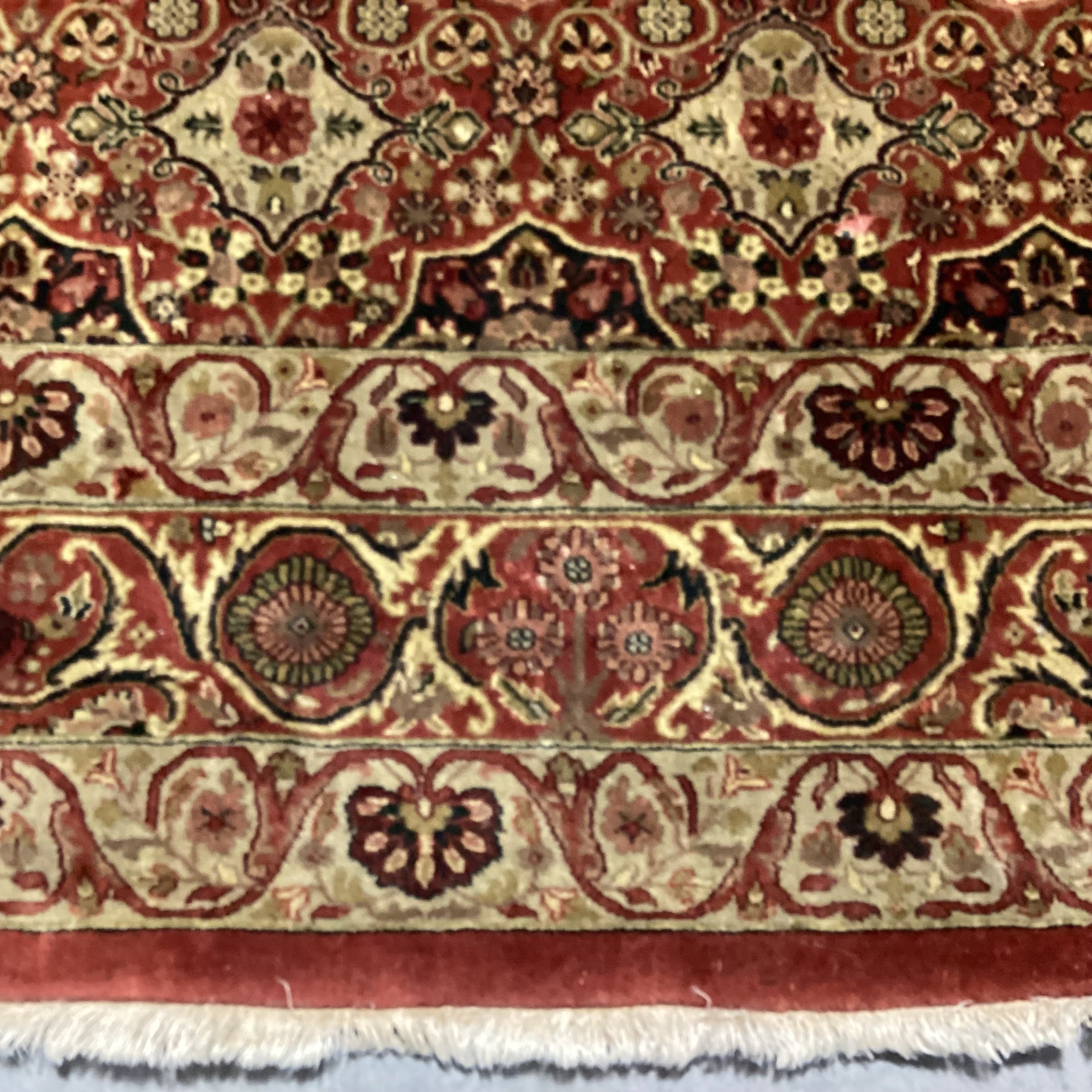 Vintage Antique Gold & Rust Hand Woven Wool or Possibly Silk Rug 9'9"x 13'10"