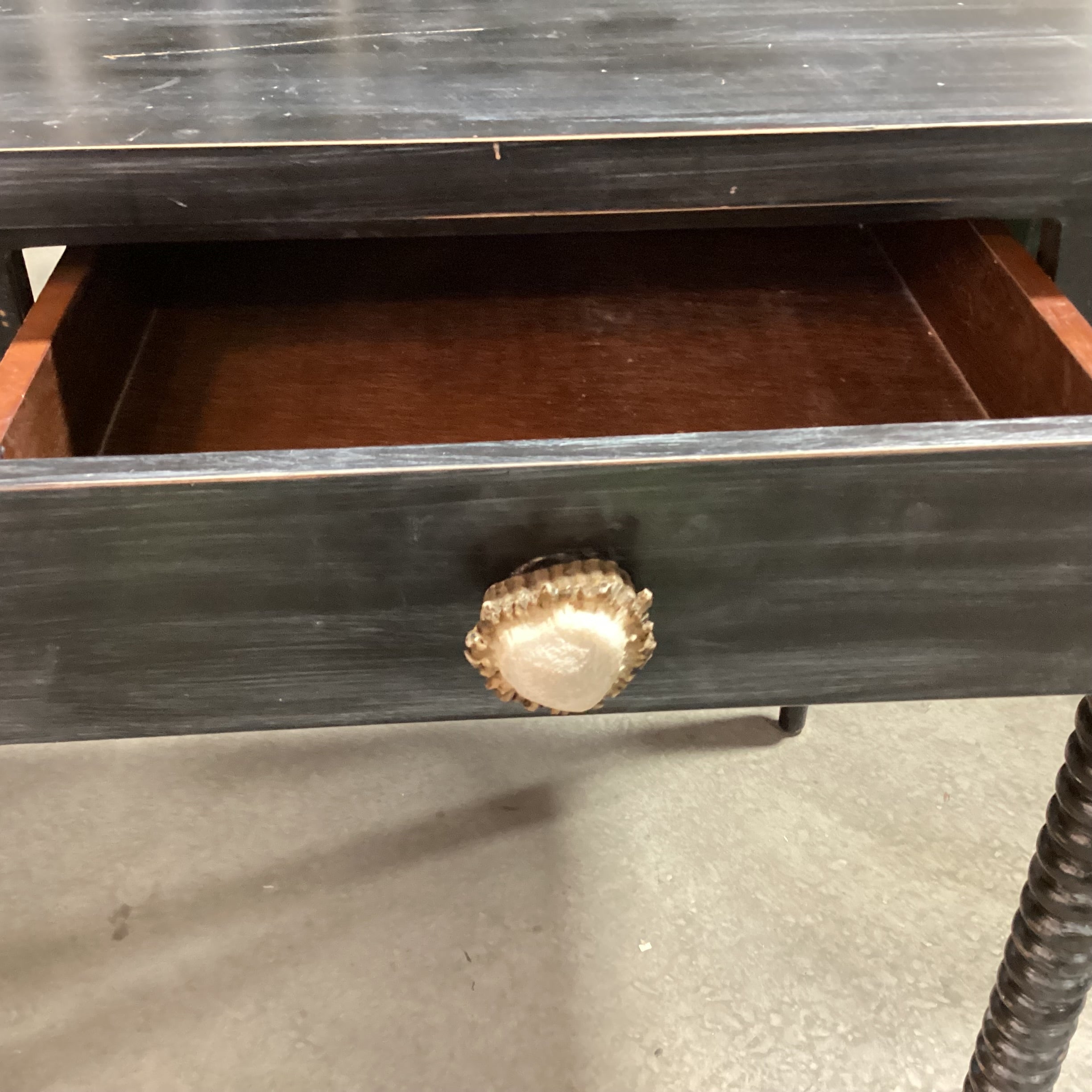 Midnight Finished Wood with Spindle Leg 2 Drawer Antler Pulls Desk 42"x 24"x 31"