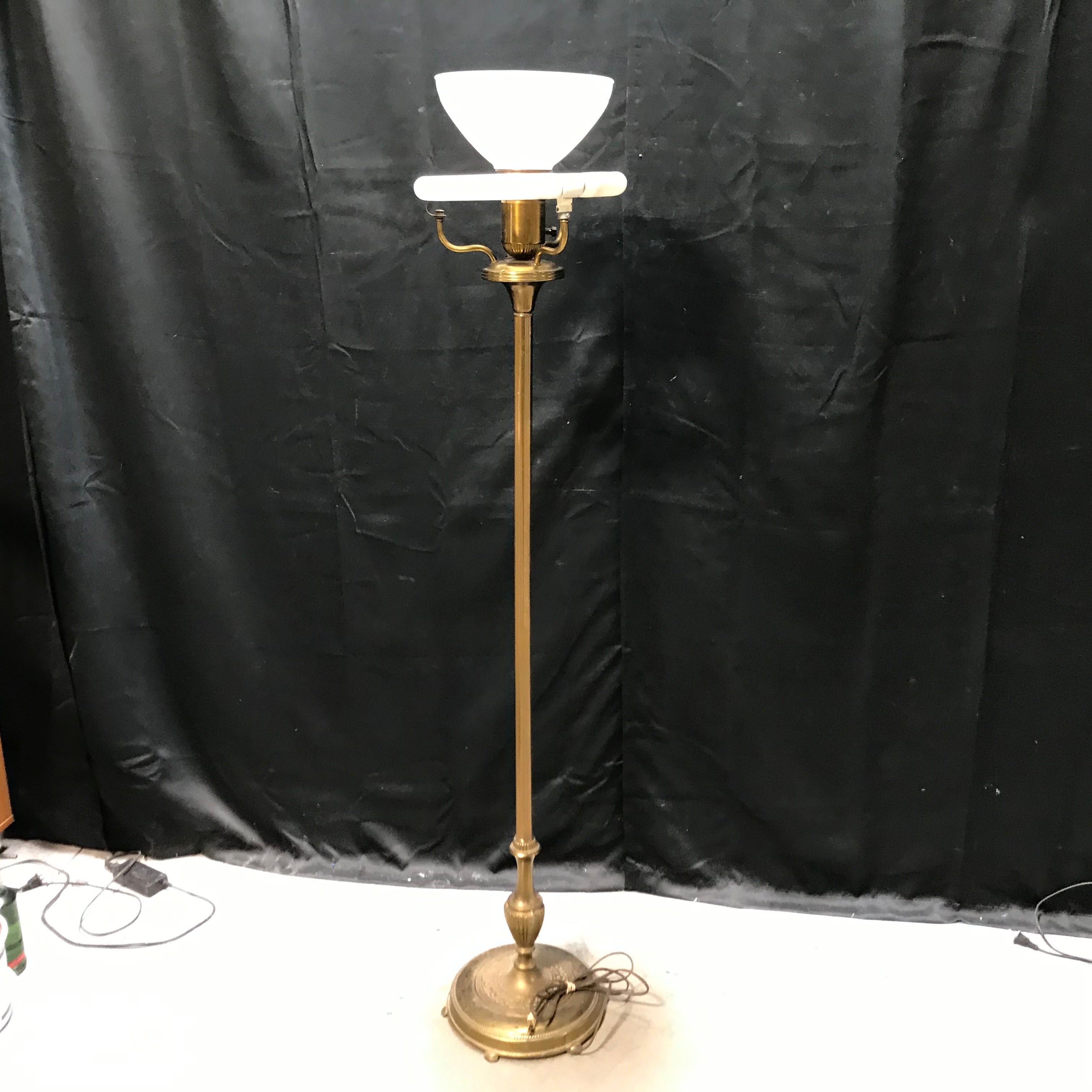 GE Vintage Brass Torchiere Floor Lamp 11"x 62"