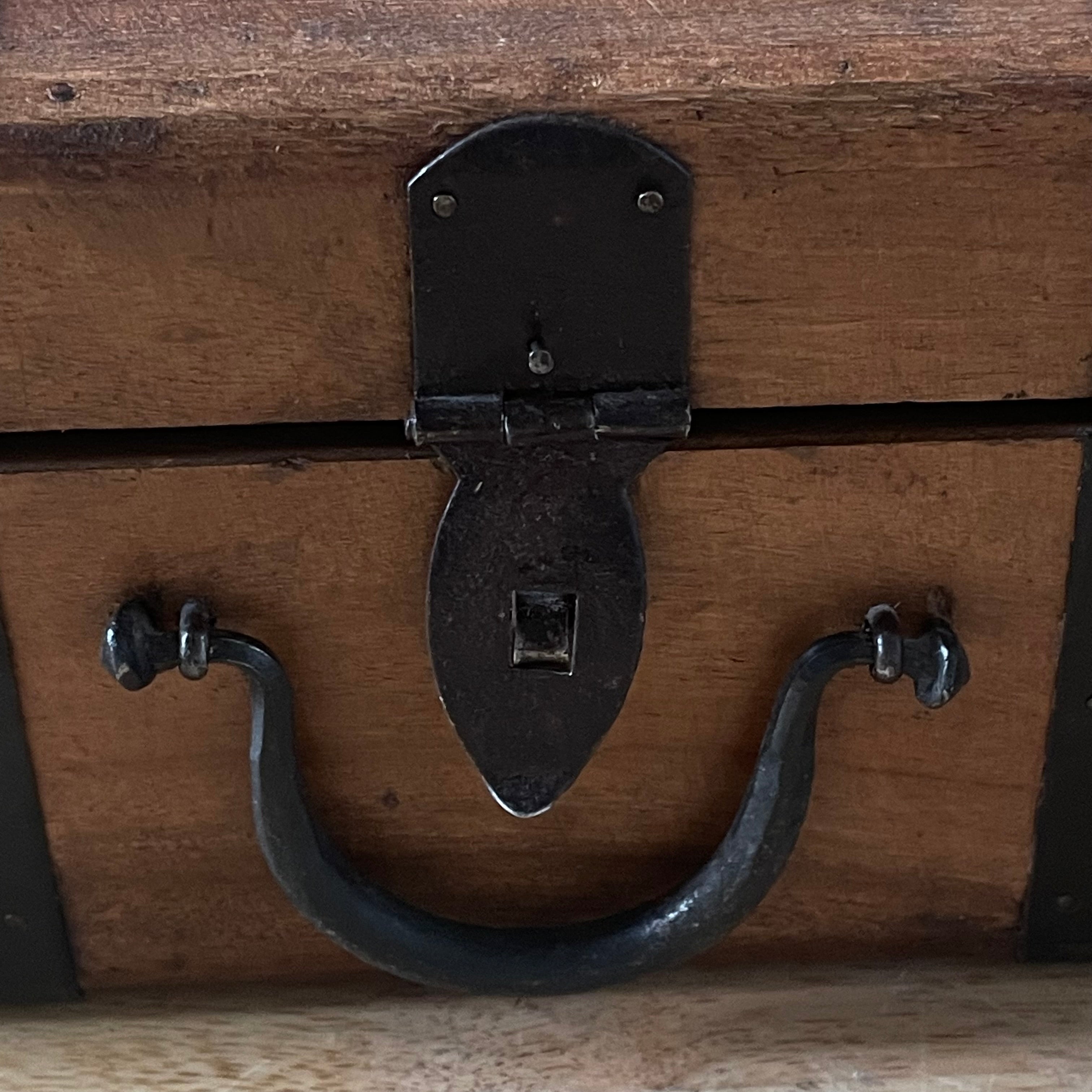 Antique Handcraftedb Wood with Iron Bands/Hardware Captains Desk/Document Box