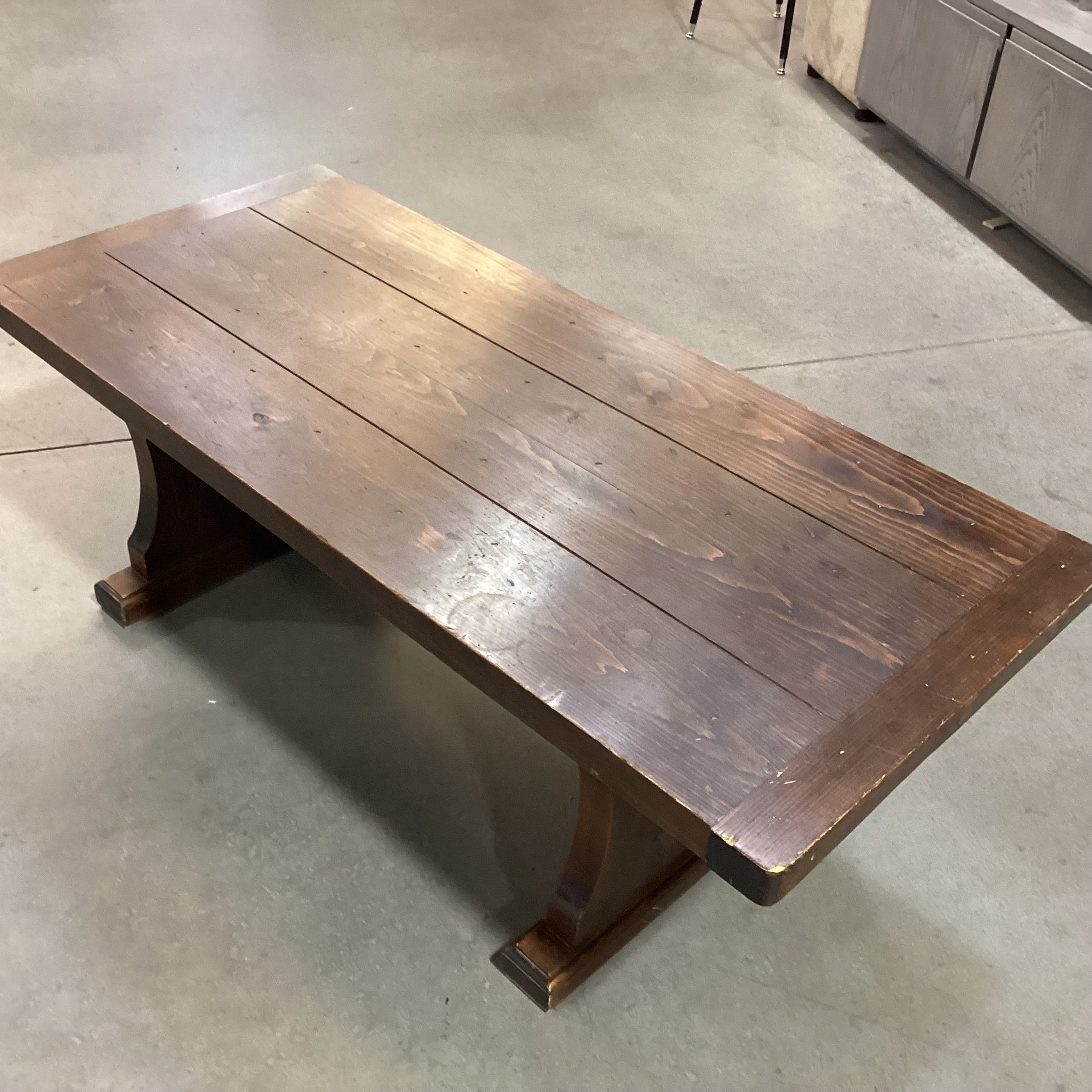 Plank & Carved Wood with Trestle Coffee Table 52.5"x 23"x 17.5