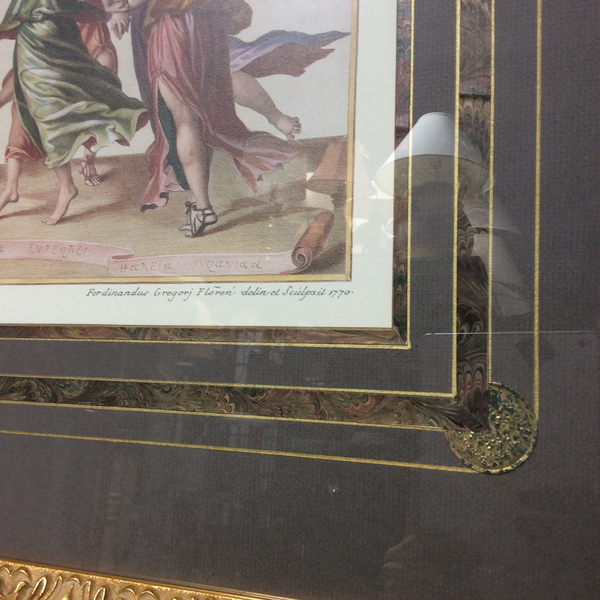 Julius Romanus "Dance Of The Muses" Print In An Ornate Frame 39 1/2" x 29 1/2"