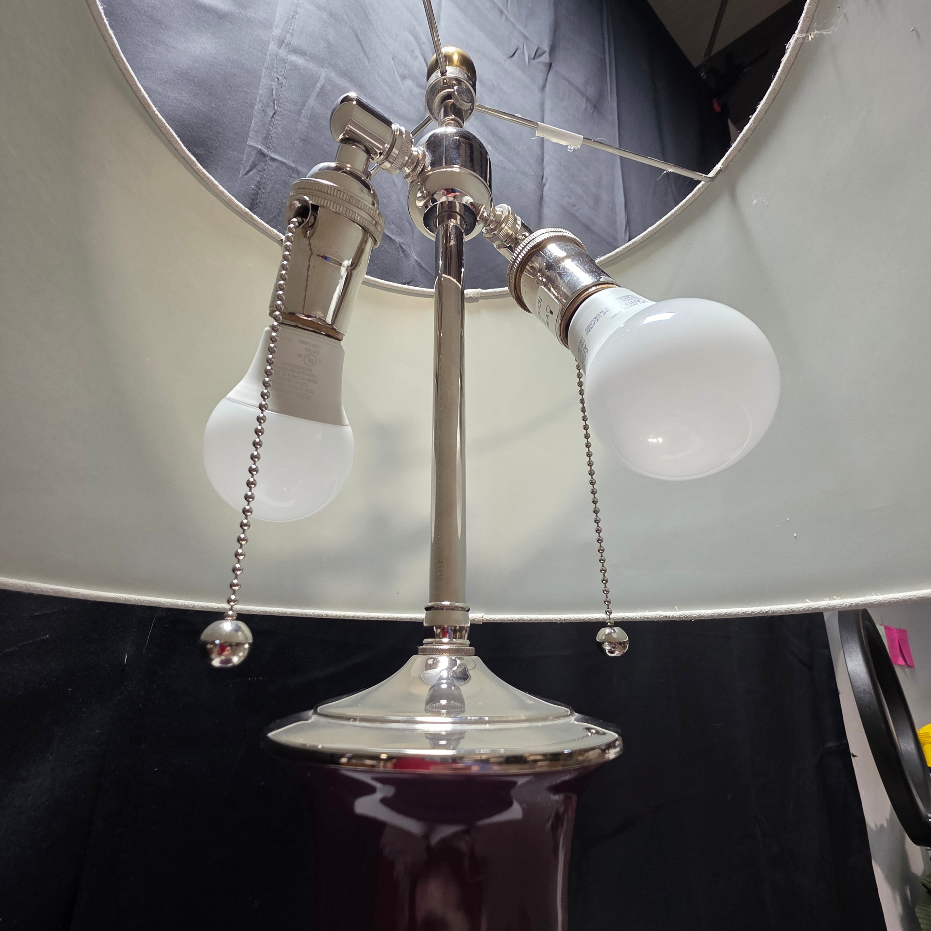 Christopher Spitzmiller Large Plum Double Light Pull Chair Table Lamp 15"x29.5"