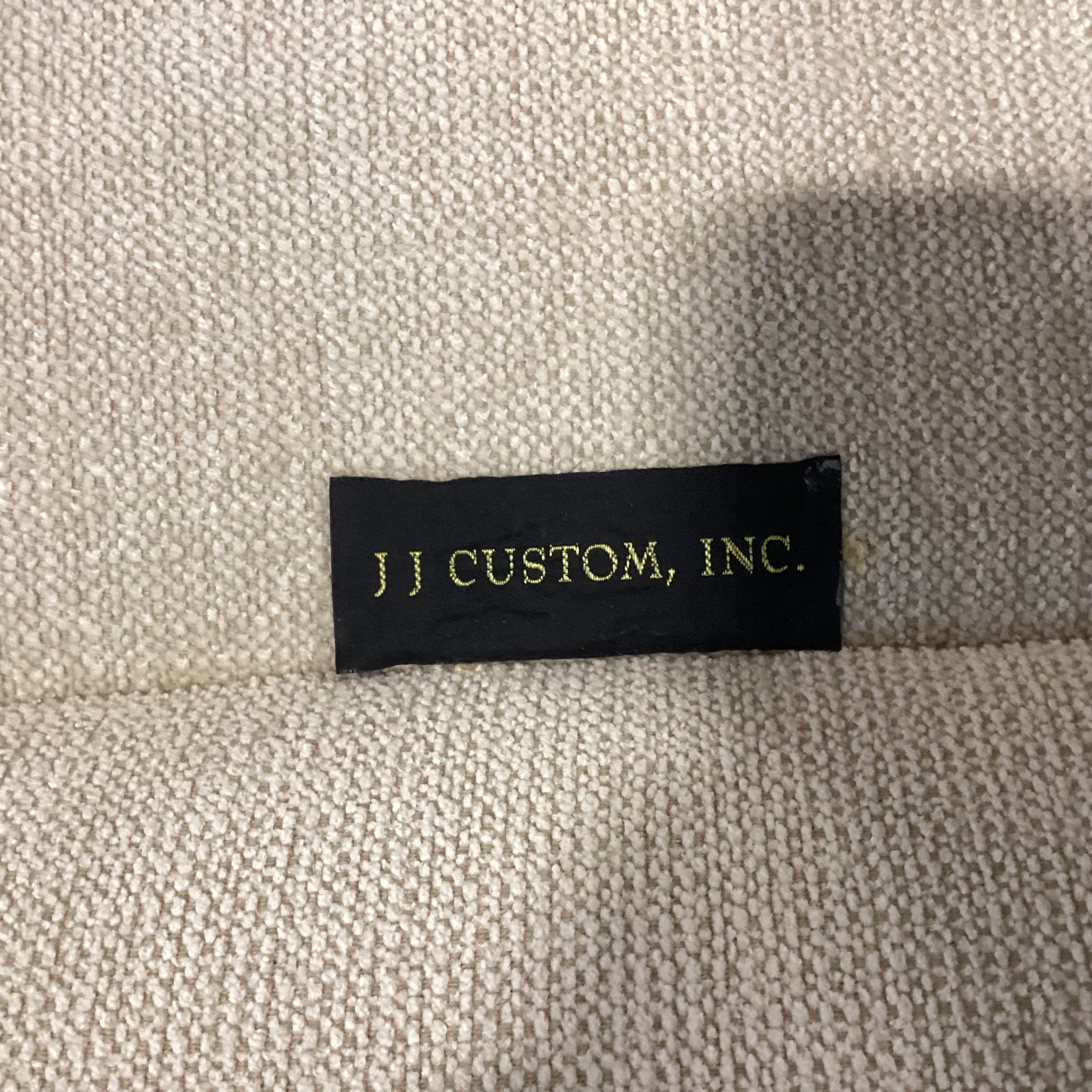 JJ Custom Cream Chenille Woven with Fringe Down Mix Sofa 96"x 42"x 31"
