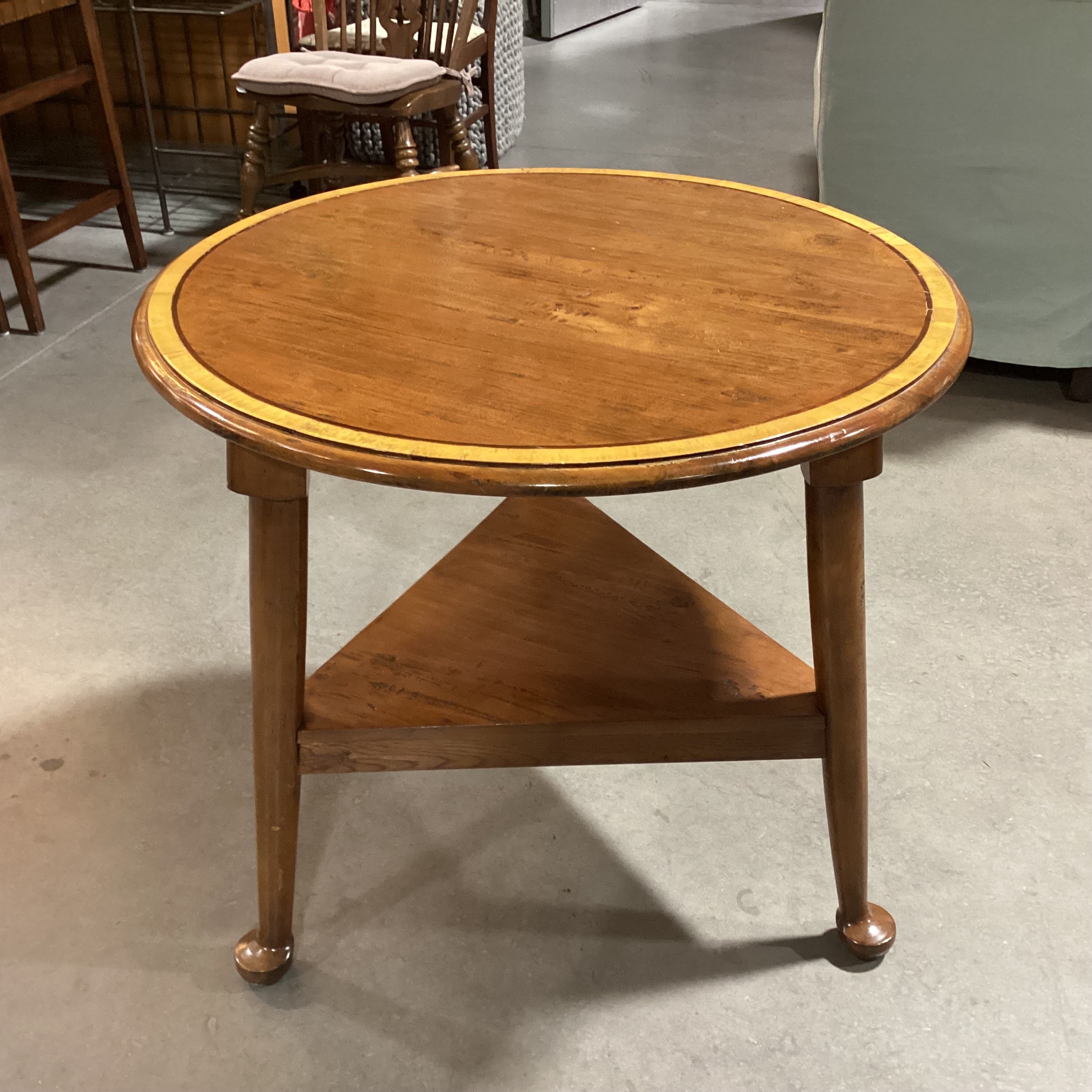 Essex Pad Foot With Shelf Cricket Accent Table 30" diameter x 27"