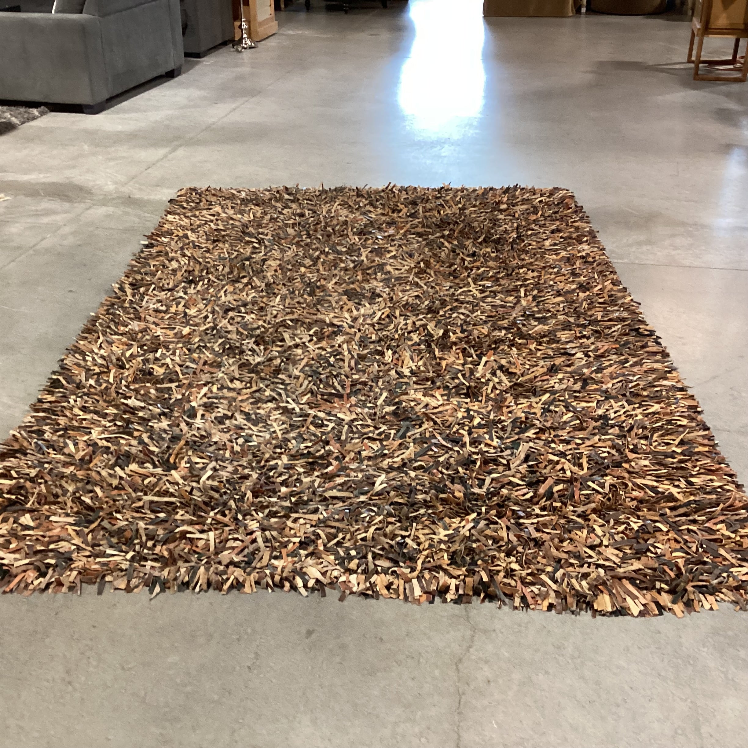 Dream Weavers Multi Browns Leather Shag Rug 6'x 9'