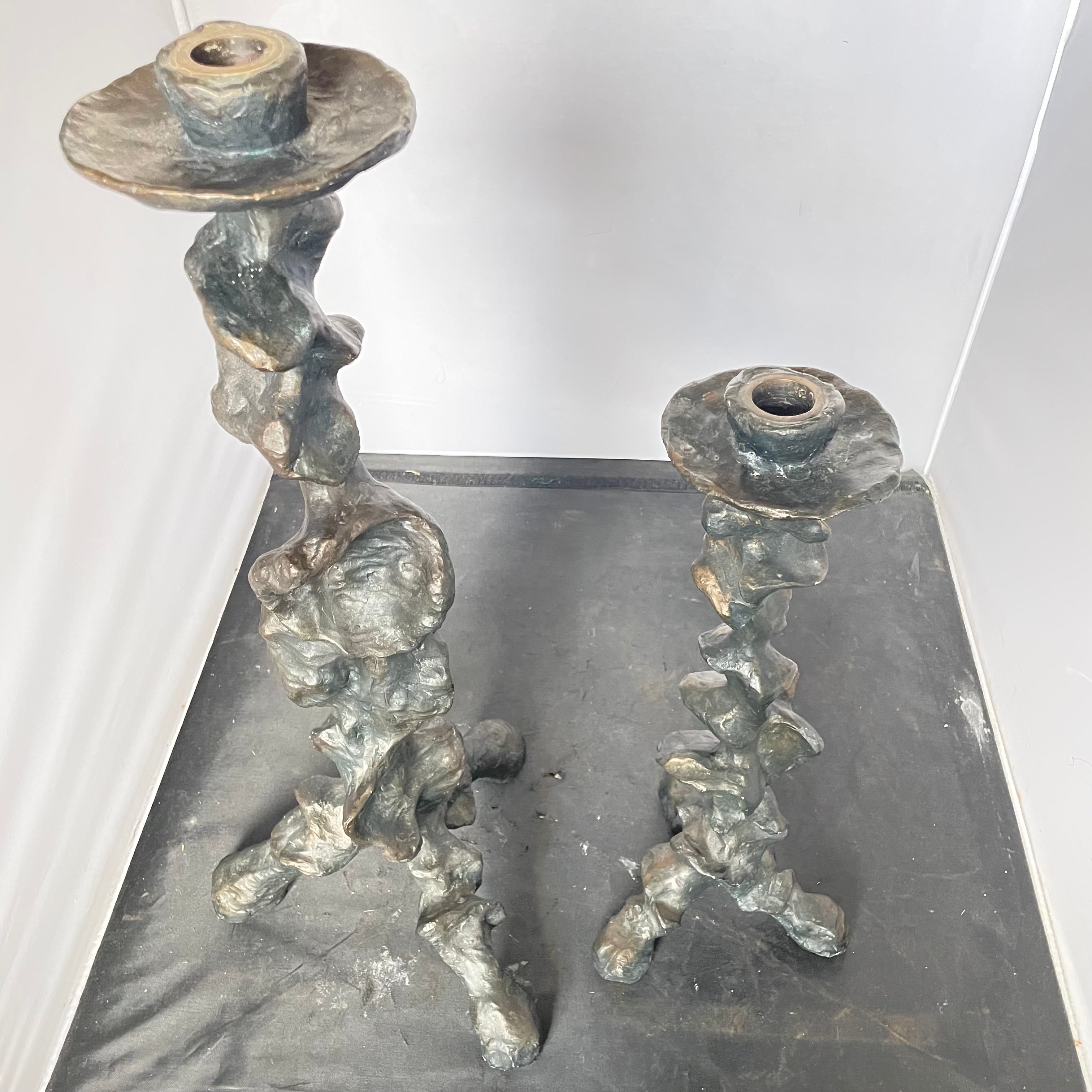 Oly Studio Klem Resin Bronze Finish Candlesticks, Pair