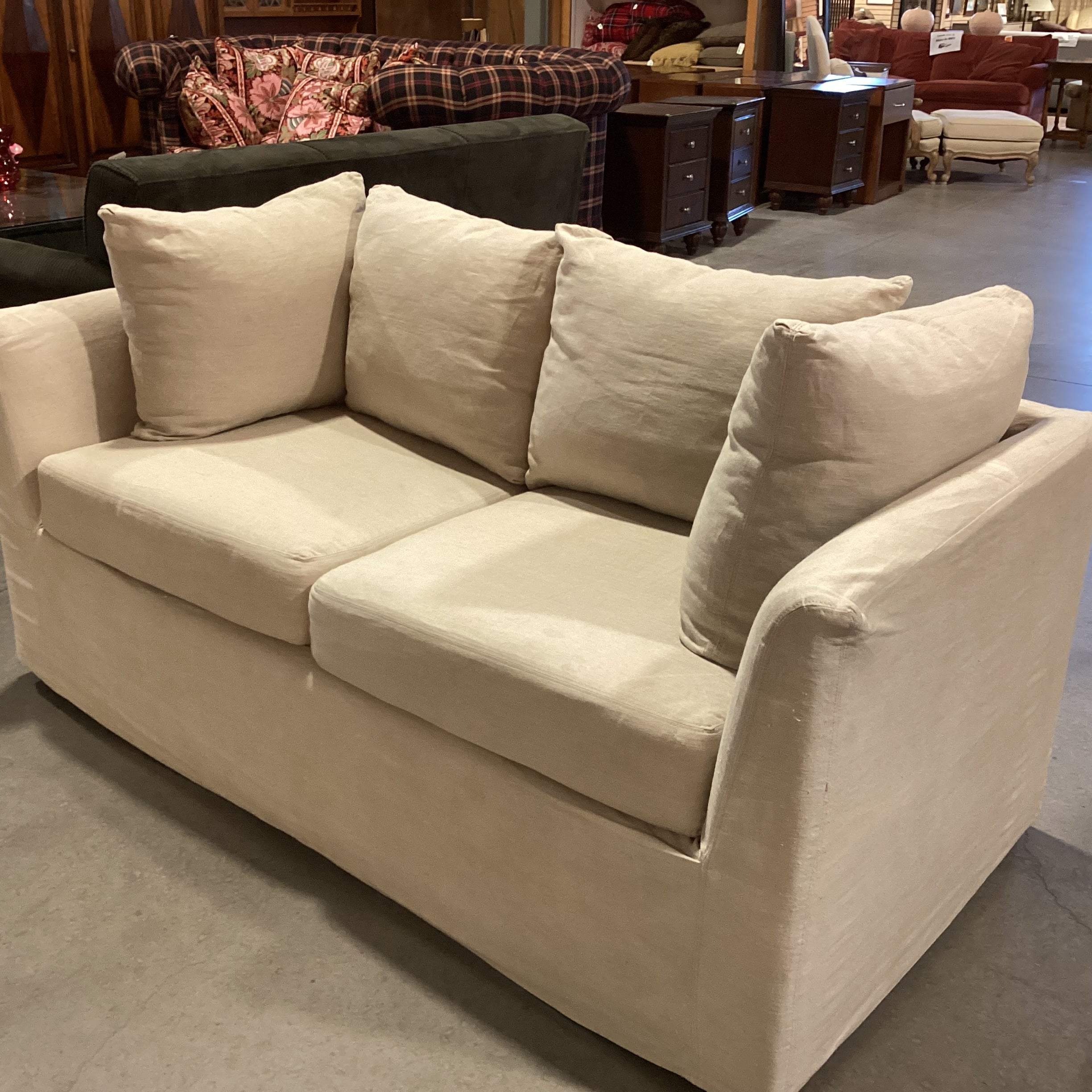 Linen Slipcovered Loveseat Sofa 68"x 34"x 29"