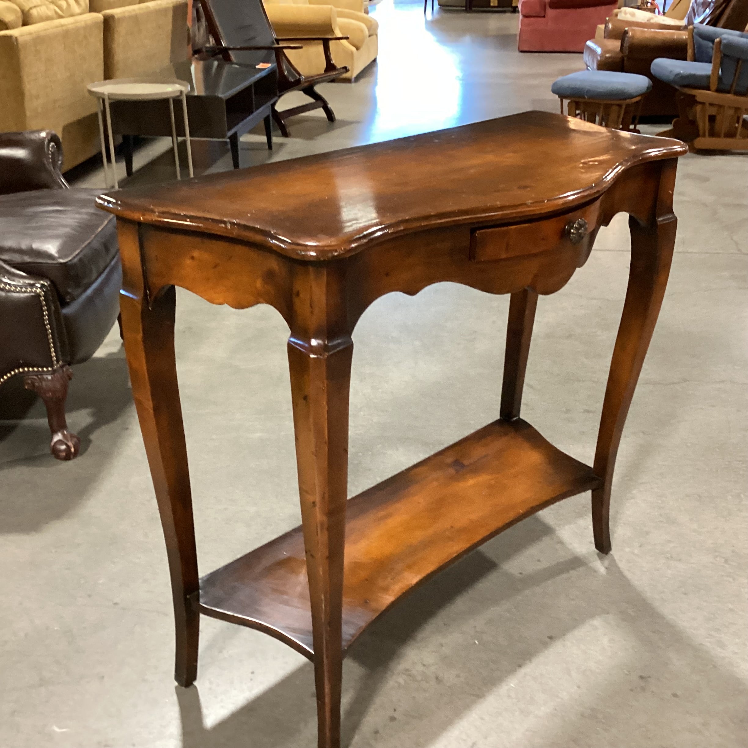 Carved Distressed Finish 1 Drawer with Bottom Shelf Sofa Table 38"x 17"x 33"