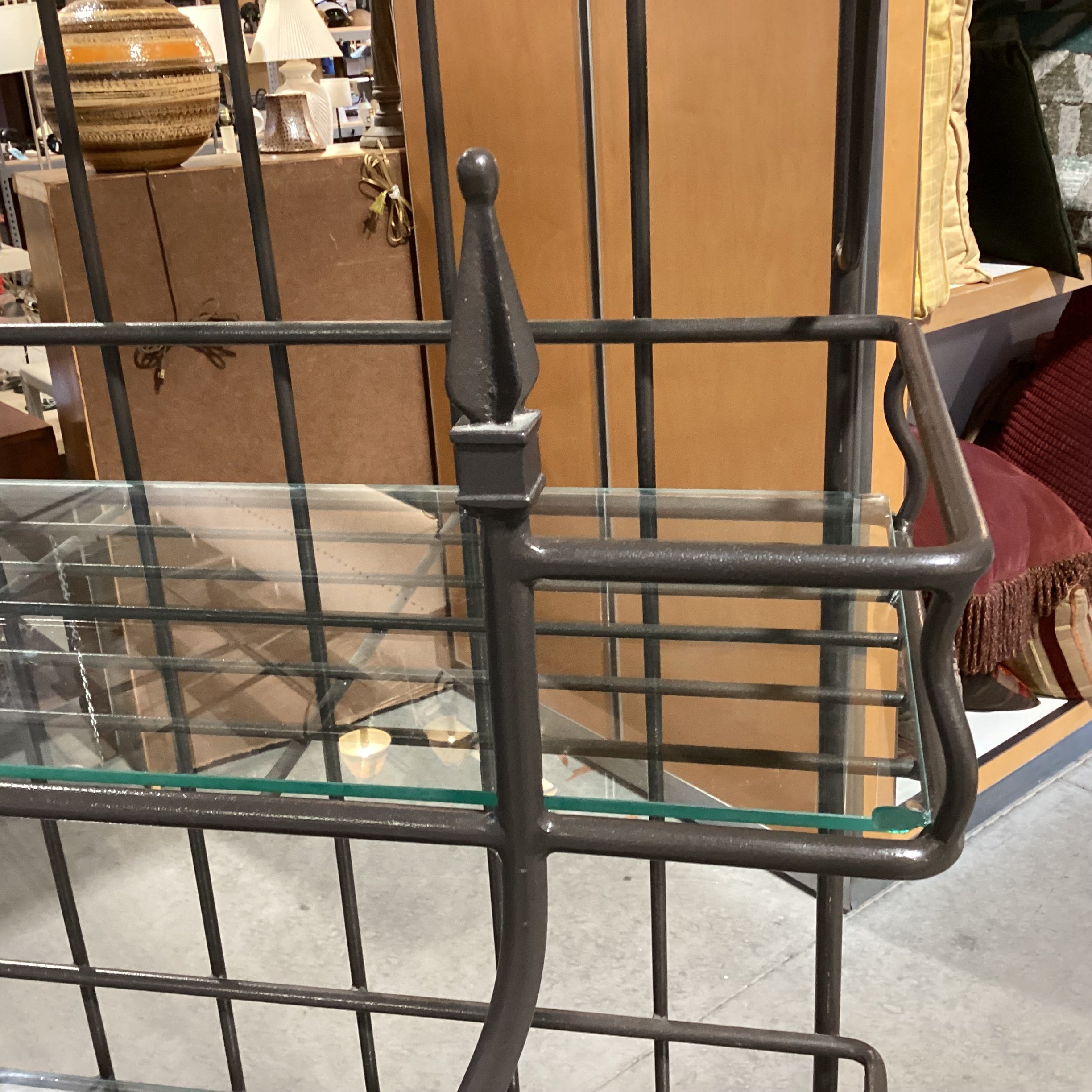Iron with Dome Top & Glass Bakers & Wine Rack Shelves 44"x 18"x 83"