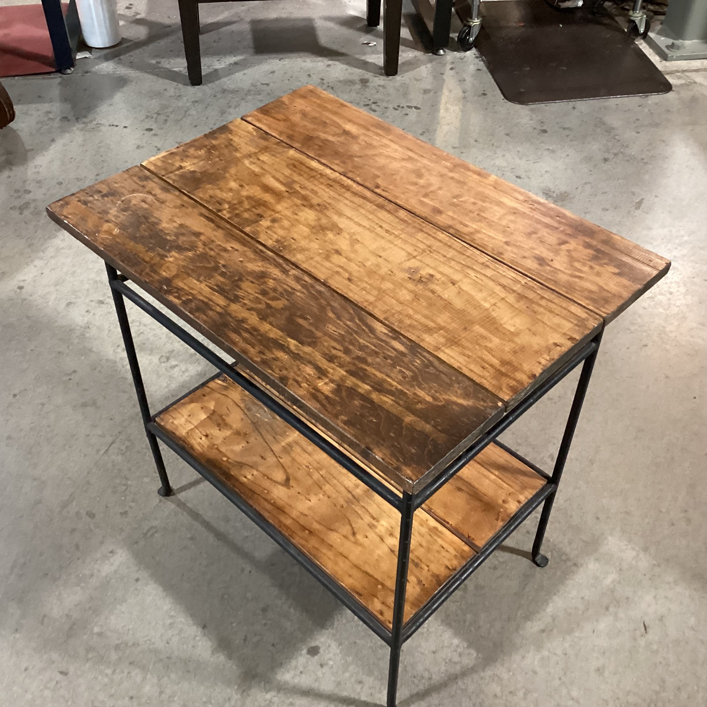 Finished Plank Wood & Iron Accent Table 24"x 18"x 24"