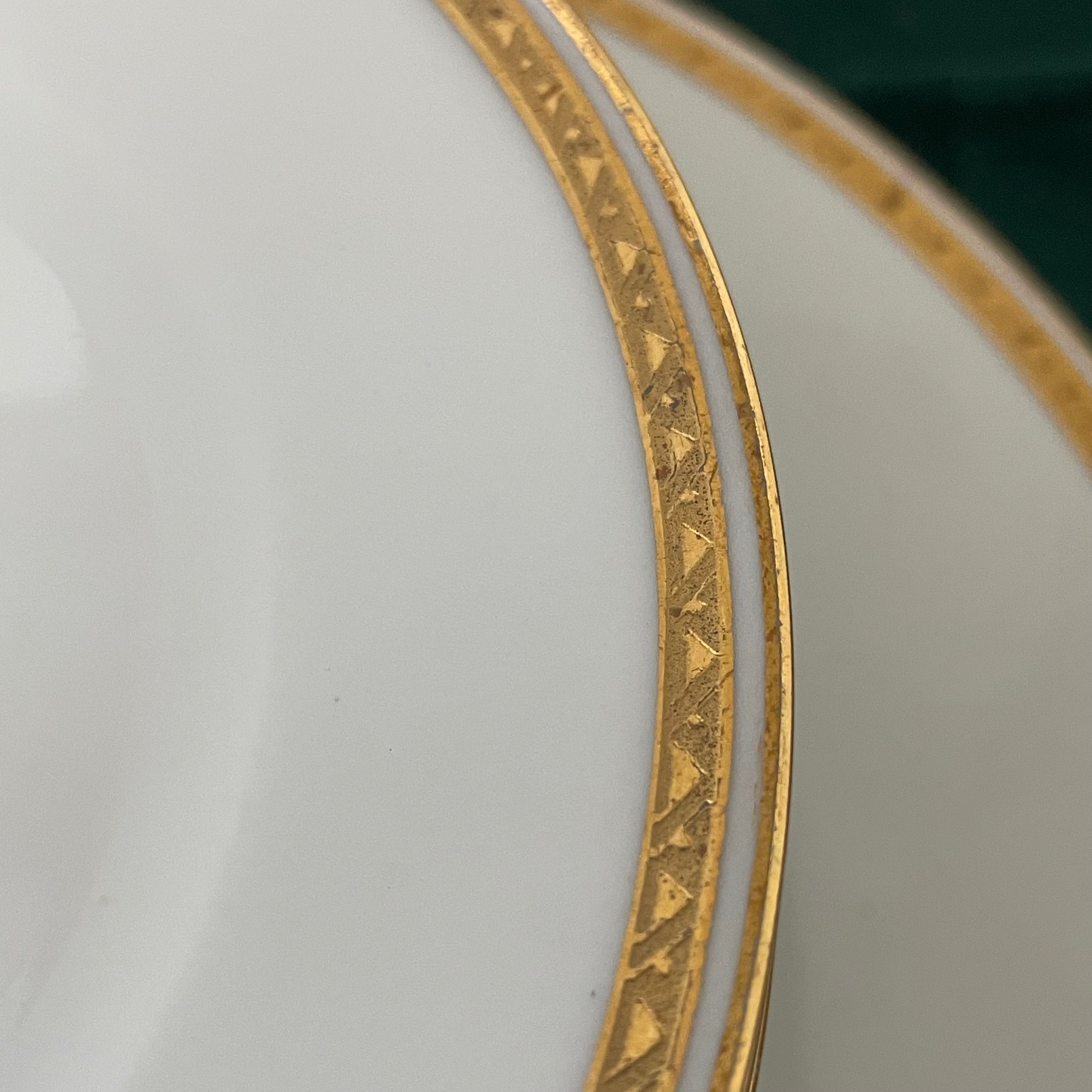 Set of 34 Pieces Antique Theo Haviland Limoges for Sanger Bros. Dallas,TX Geometric Gold Rim China Dinnerware Set