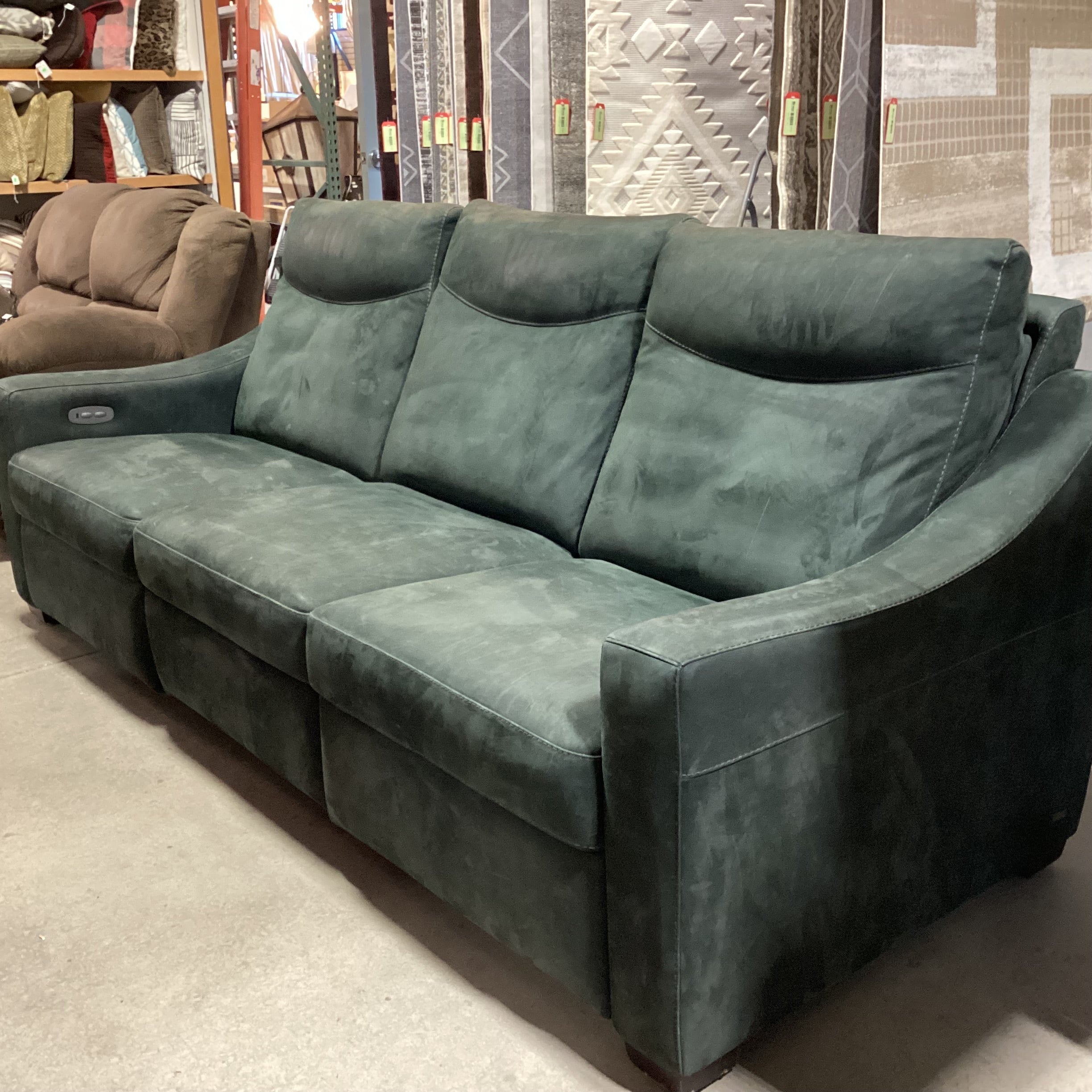 American Leather Furniture Jade Ultra Suede Power Reclining Sofa 94"x 41" to 68"x 41"