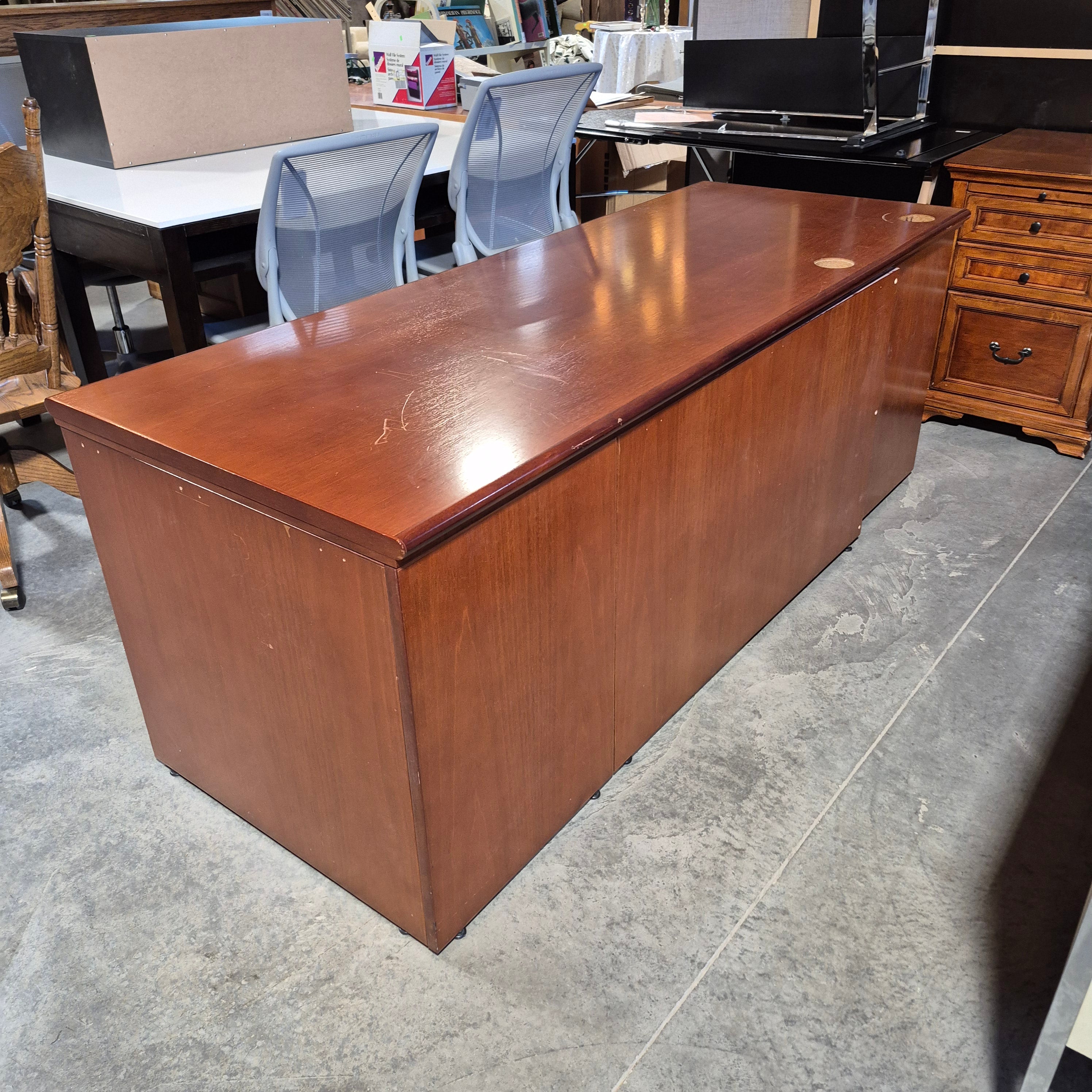 OSI Signatures Infine Wood Finished Wood & Burlwood Veneer 3 Drawer Desk 77"x 29.5"x 28.5"