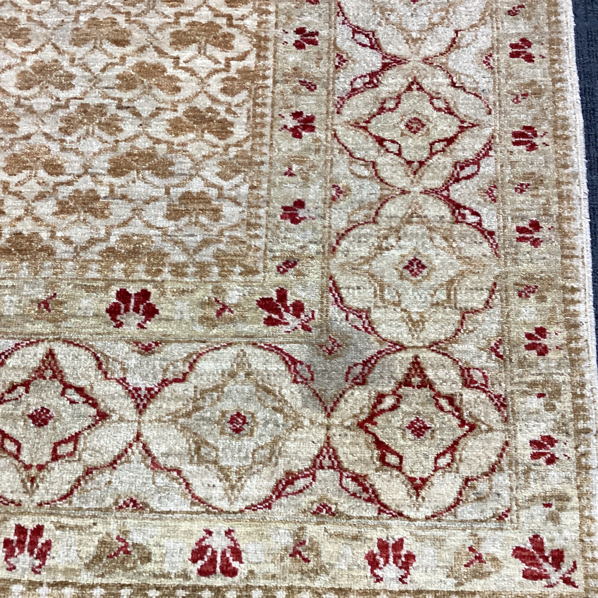 Cream Gold Rust Hand Woven Wool Rug 7'7" x 9'8"