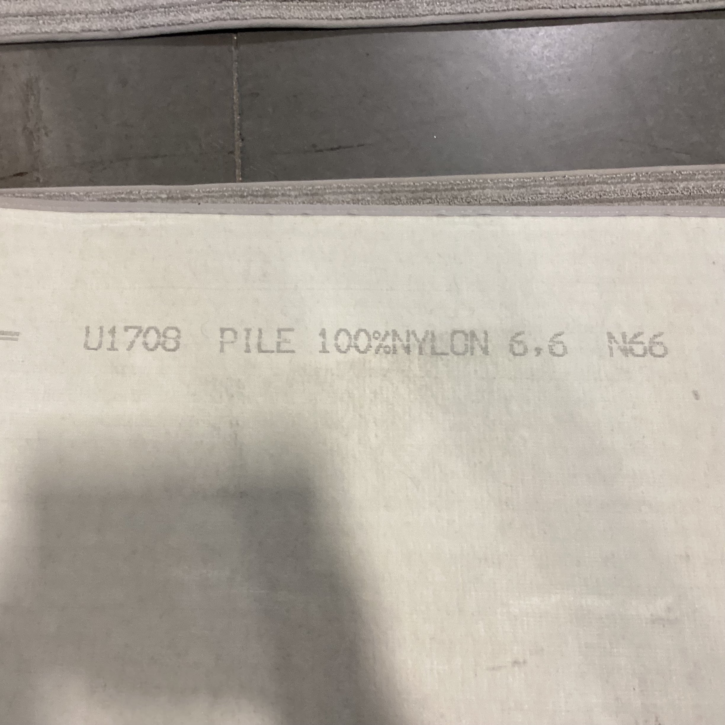 Grey Ivory Woven Pile Nylon Runner Rug 3'4"x 32'7"