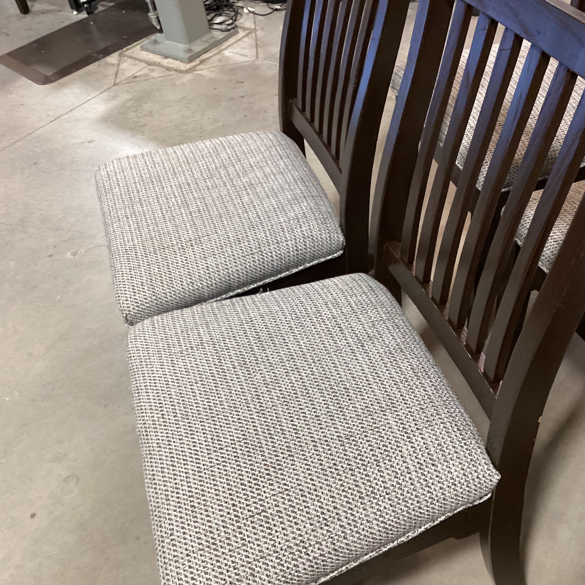 SET of 4 Dark Finish with Grey Woven Seat Dining Chairs 21"x 23"x 41"