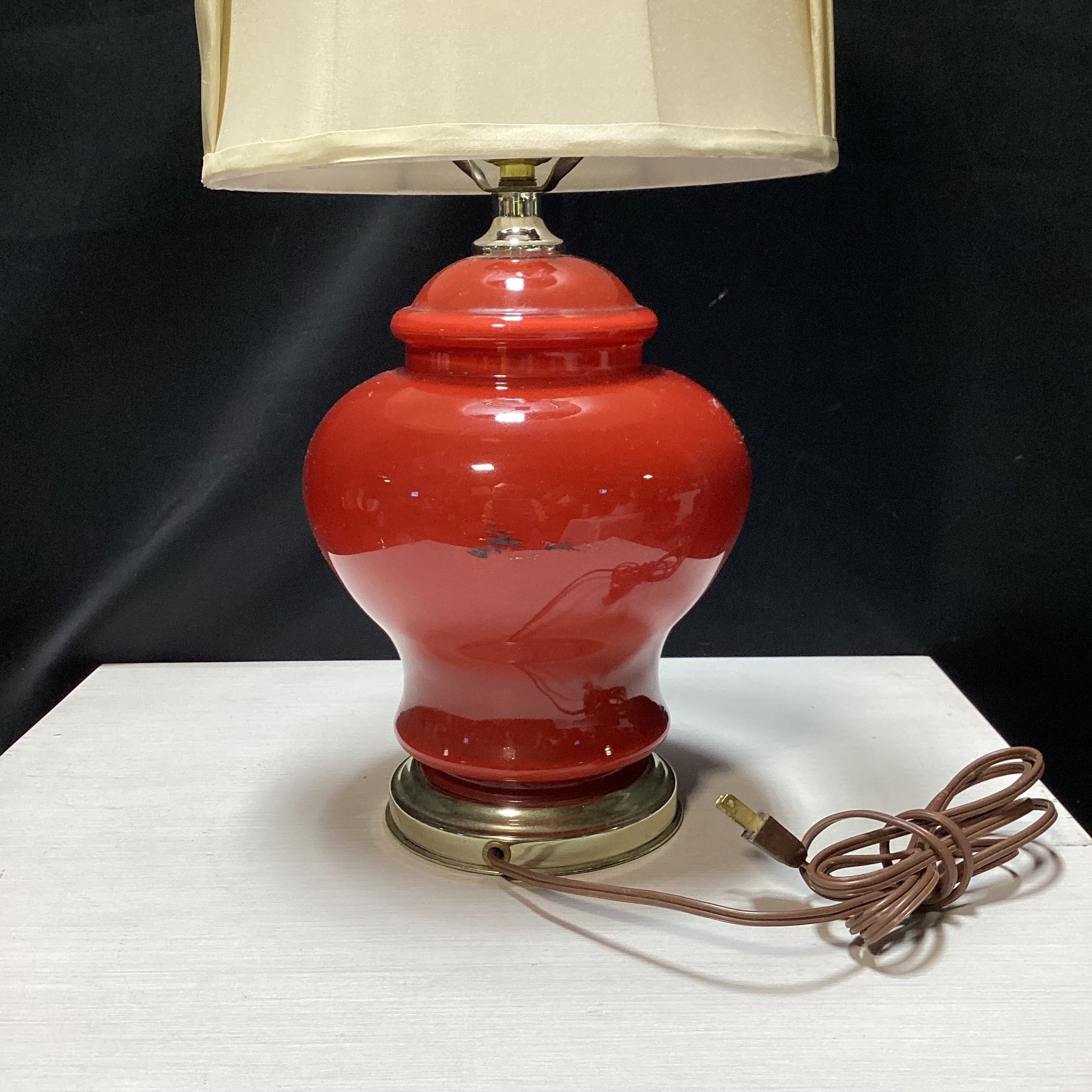 Traditional Chinoiserie Style Glass Lamp With Side Pleated Shade 5.5" x 9.5" x 20.5"