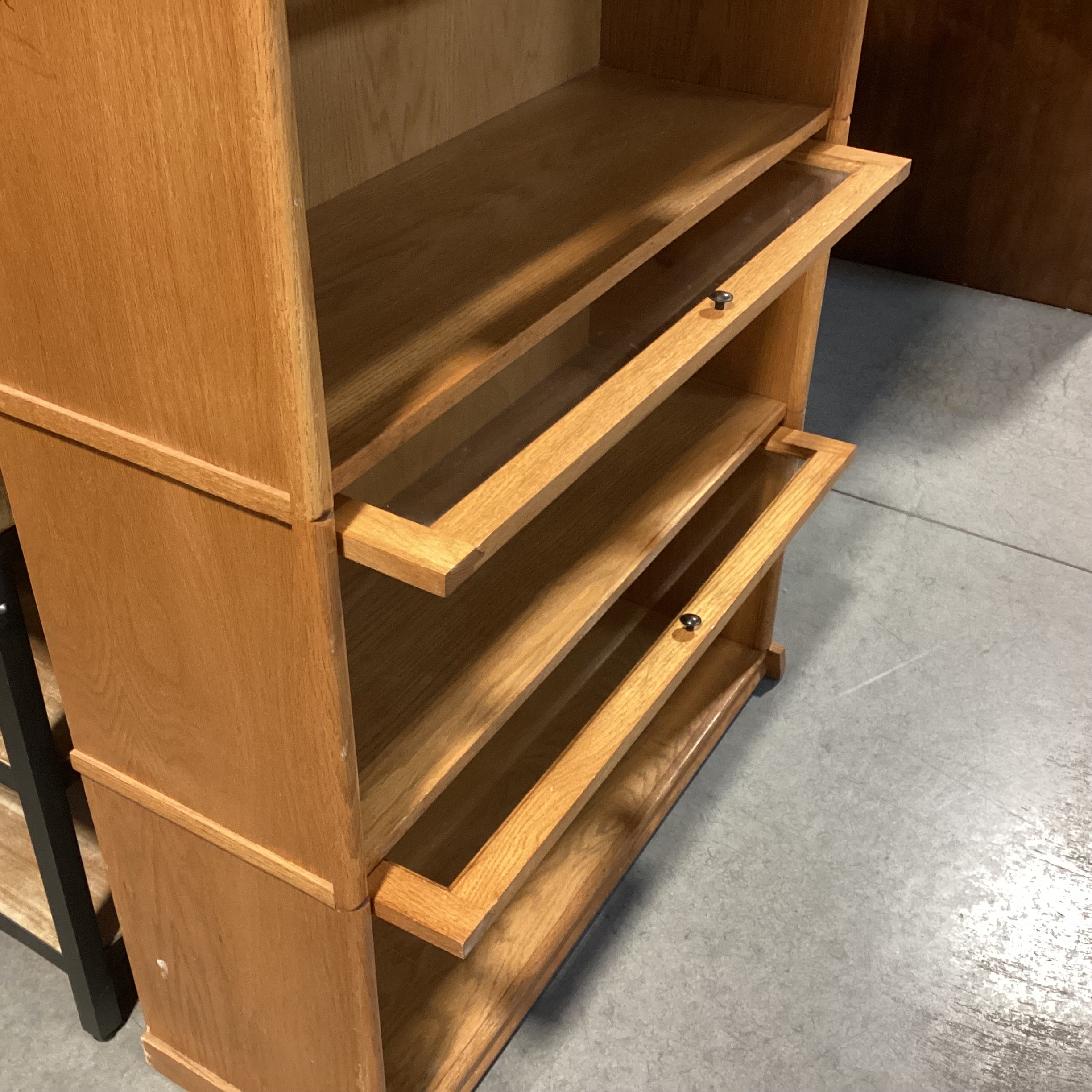 Light Oak & Glass Doors Barrister Bookcase 36"x 13"x 73"