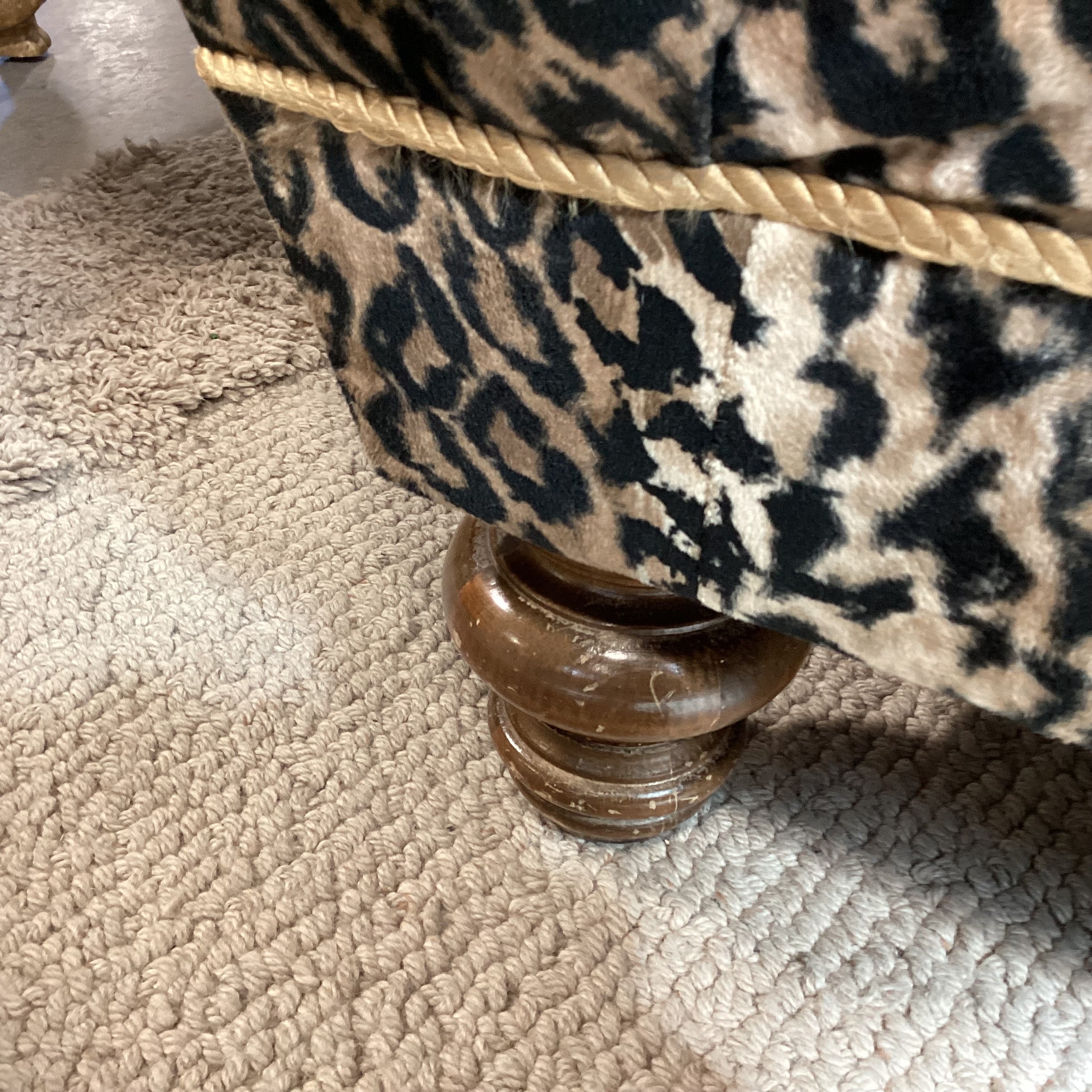 Animal Print Button Tufted Chaise Sofa 72"x 30"x 32"