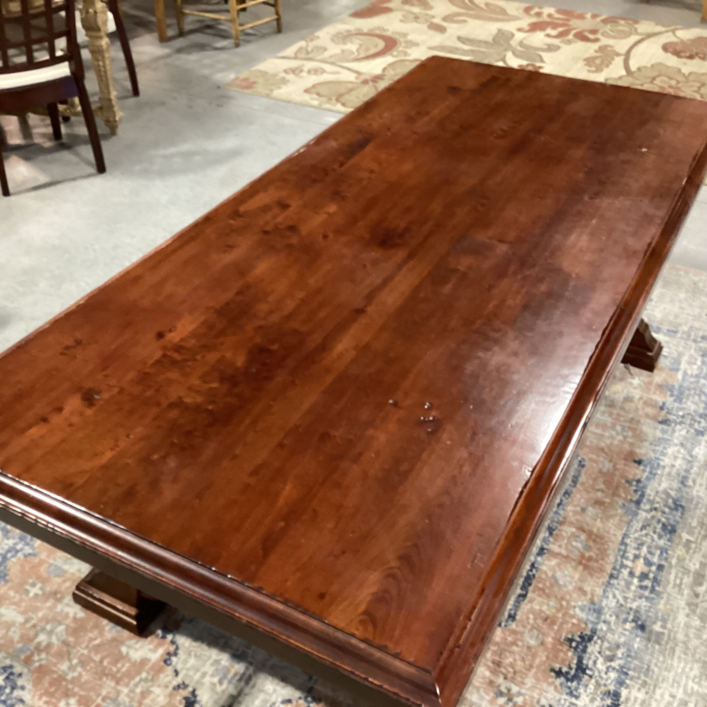 Harden Furniture Solid  Cherry Distressed Finish Arts & Crafts Style with Trestle Dining Table 88"x 40"x 30.5"