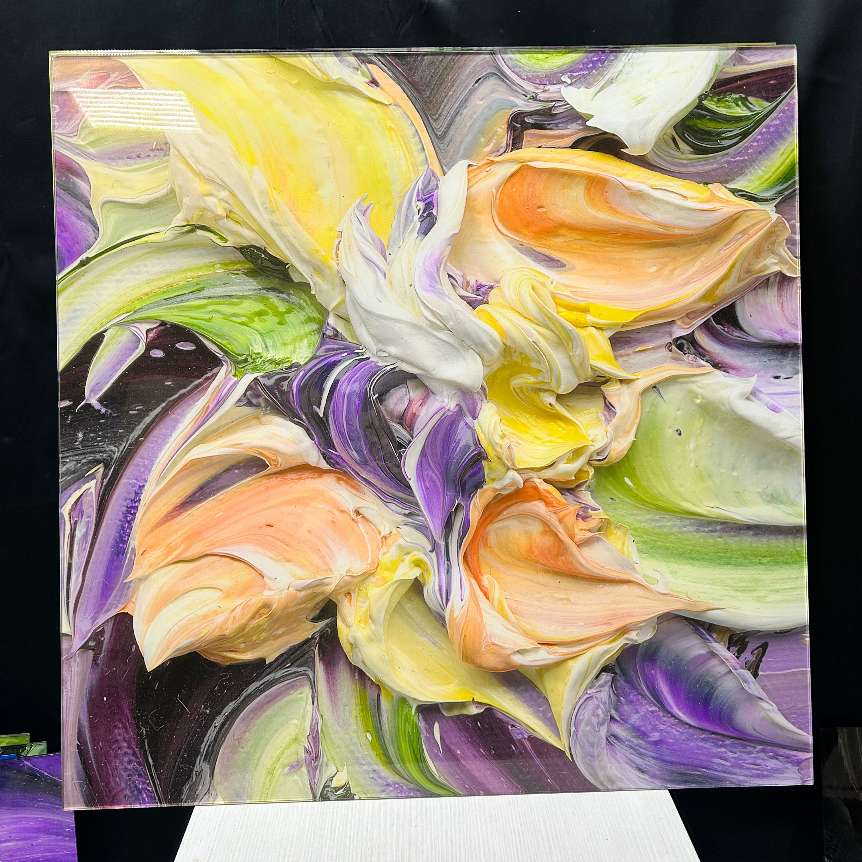 Renea Menzies Abstract Flower Print With Acrylic Cover  32"x 32"