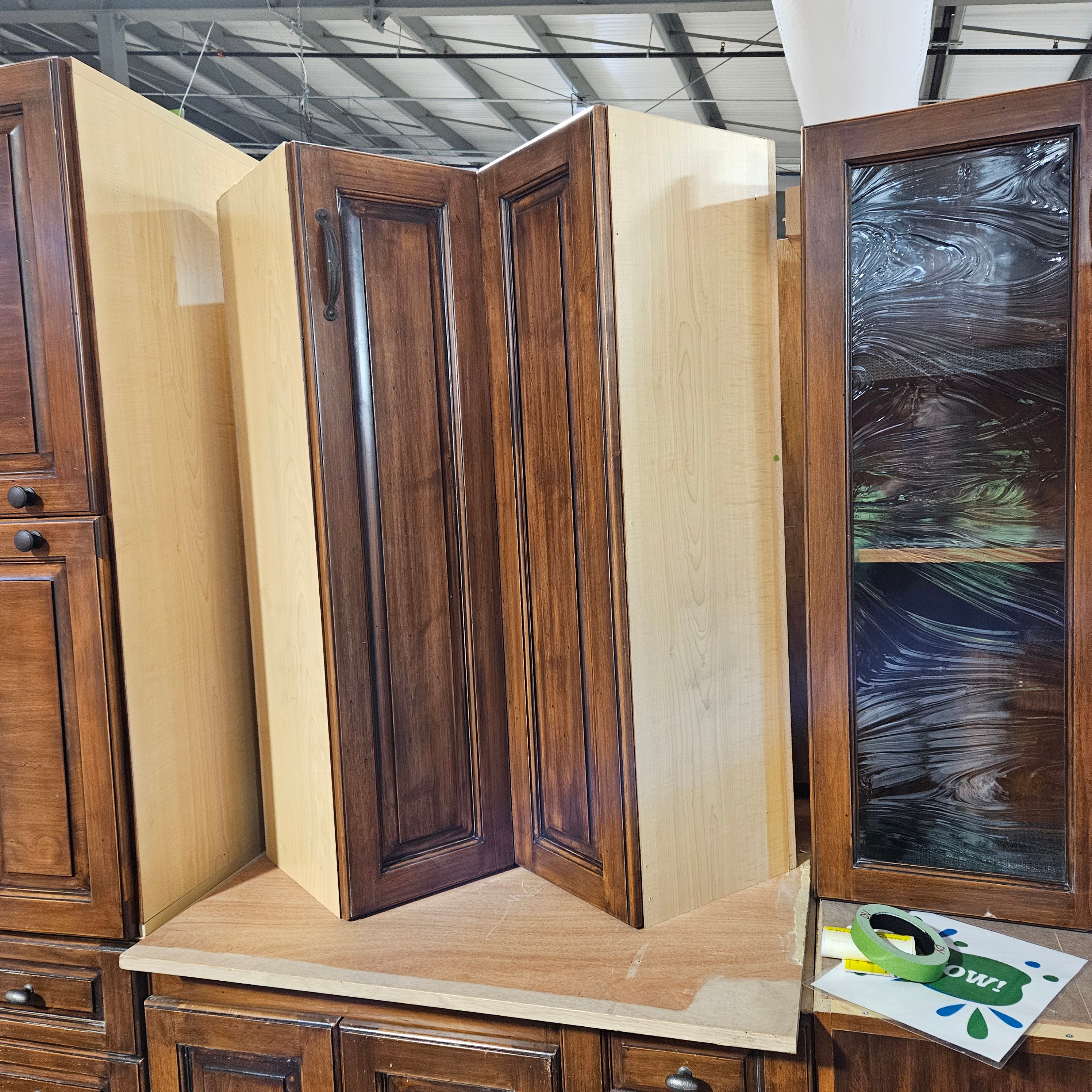 27 Piece Dark Staine And Glazed With Dark Rustic Hardware Cabinet Set