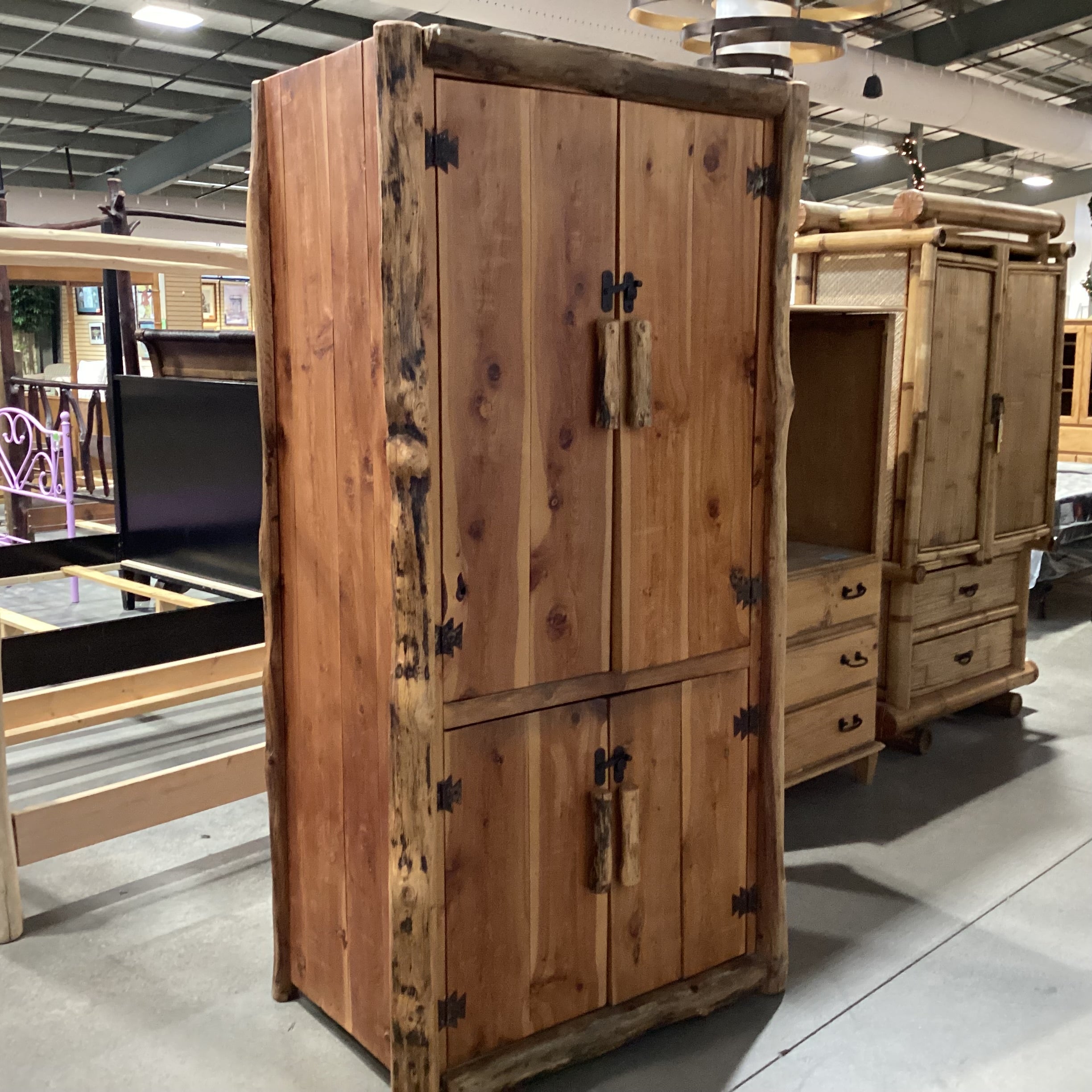 Log & Plank 4 Door Armoire 41"x 28"x 81"