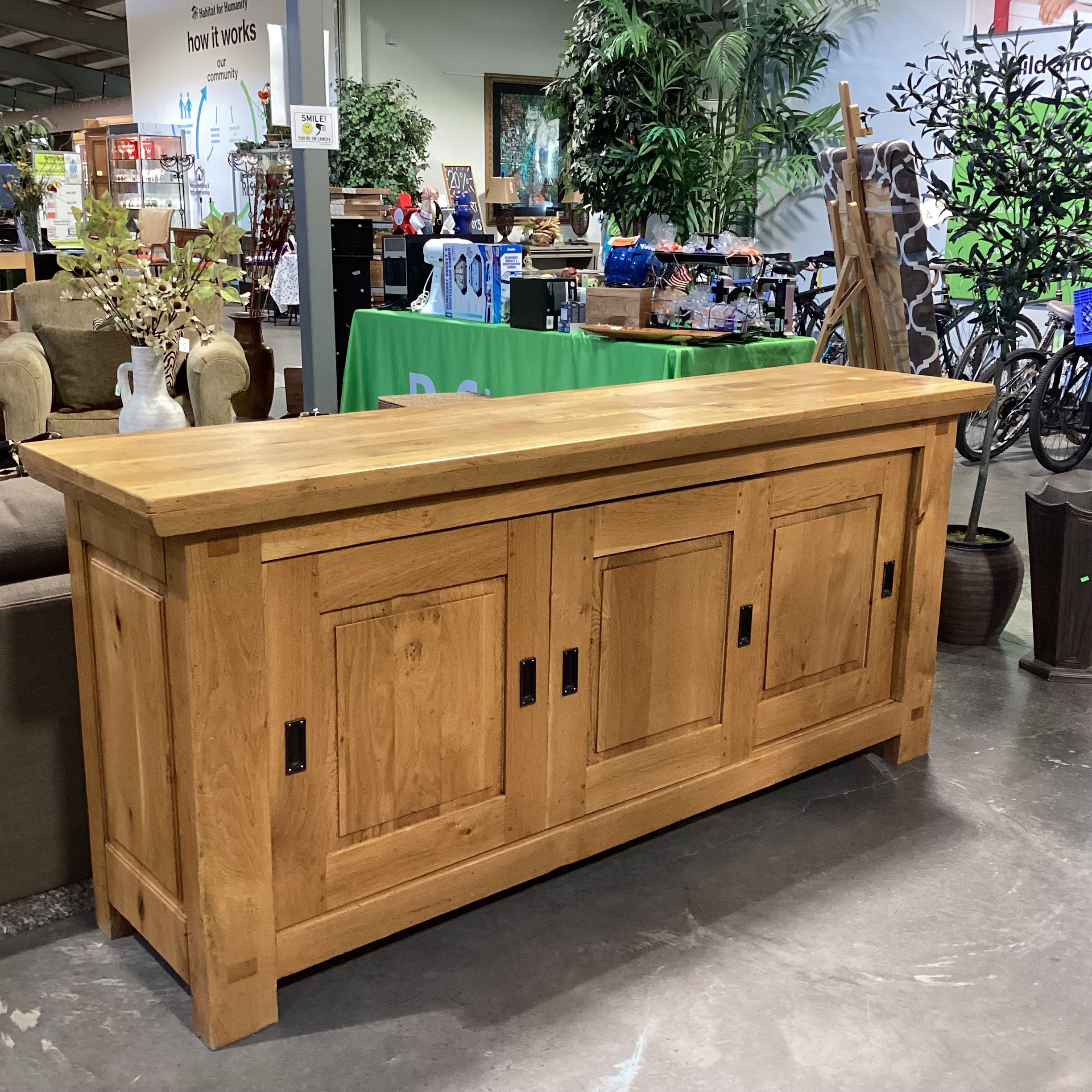 Williams Sonoma Solid French Oak 3 Sliding Doors Shelves & 2 Drawers Mendocino Sideboard 81"x 21.5"x 36.5"