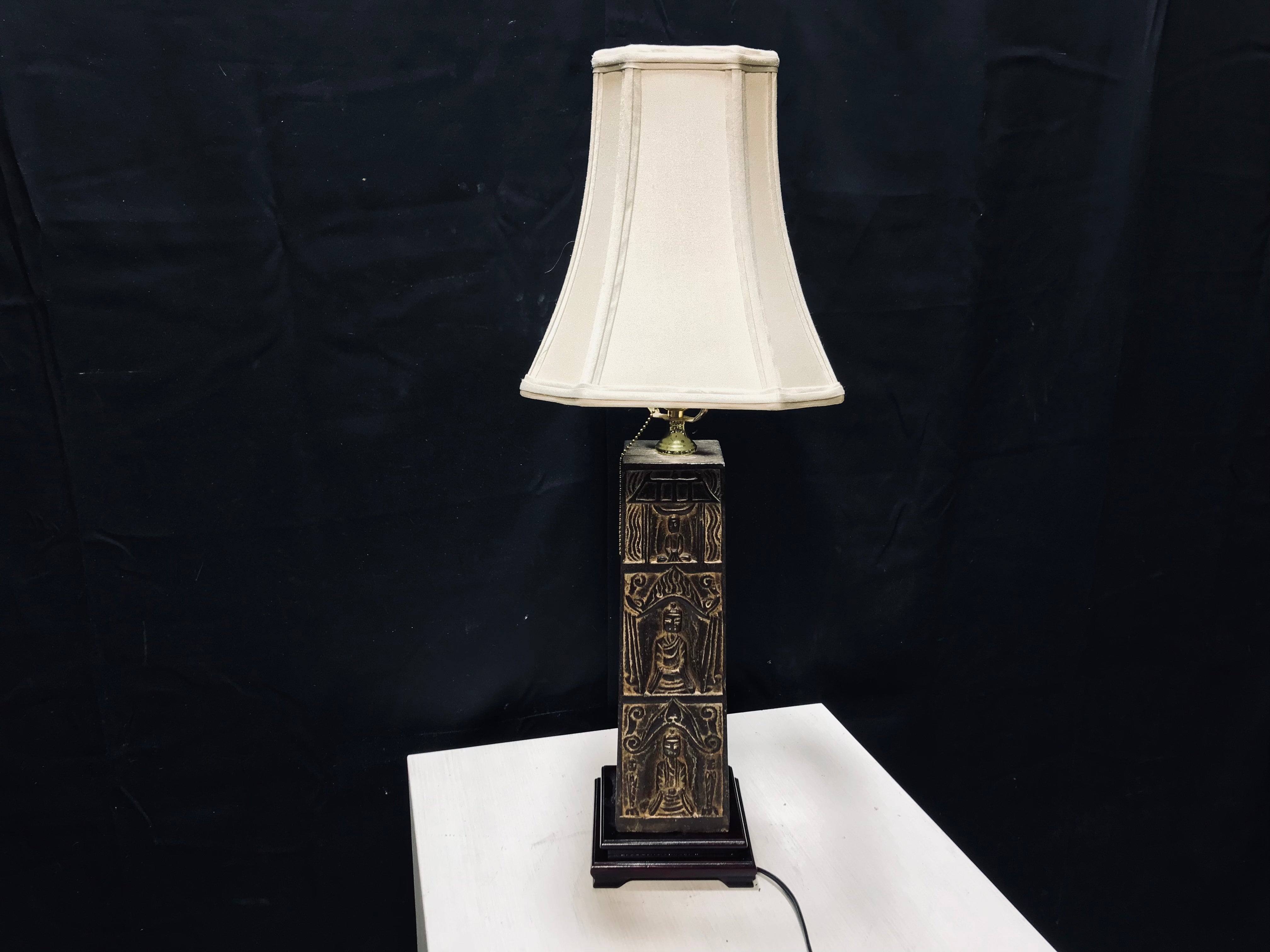 Decorated Iron Post, Heavy Table Lamp 6"x 6"x 28"
