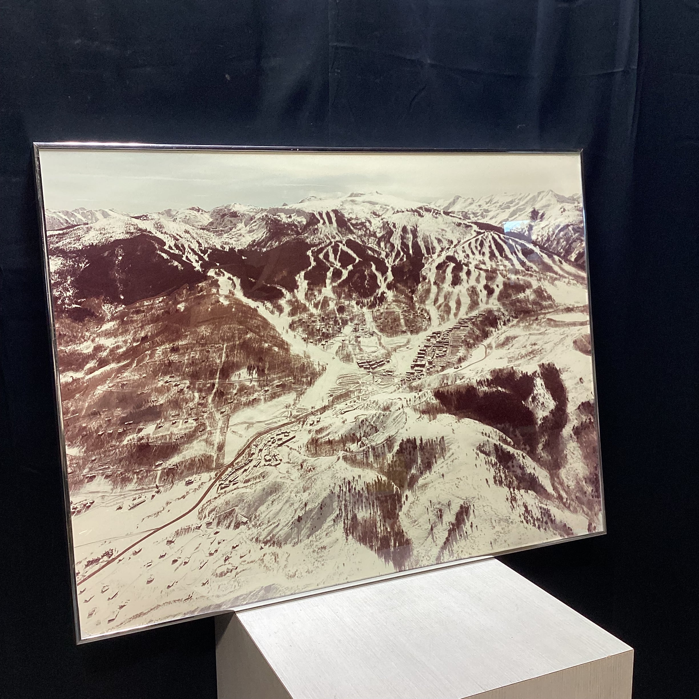 Vintage Telluride Photograph Poster Print In Silver Frame 40" x 30.5"